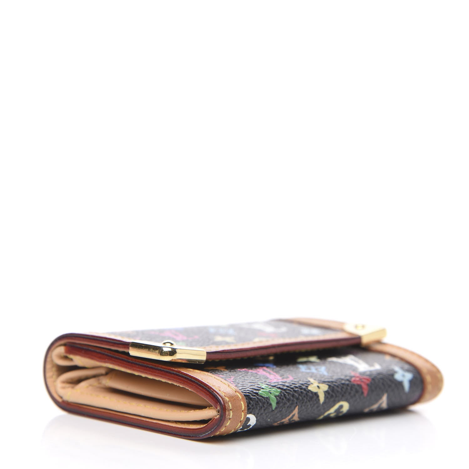 Louis Vuitton Monogram Multicolor Porte-Monnaie Plat Coin Purse Black 6 of 11