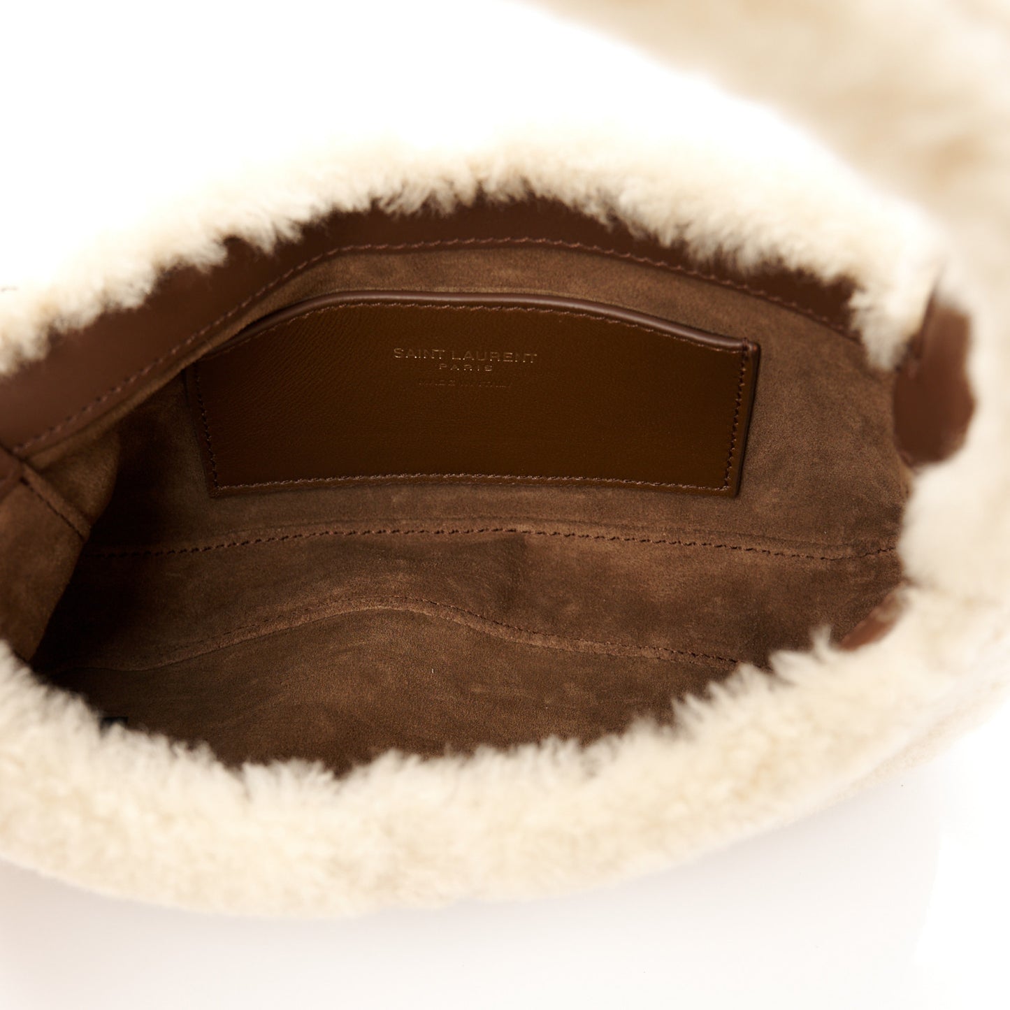 Shearling Le 5 A 7 Mini Hobo Natural Beige