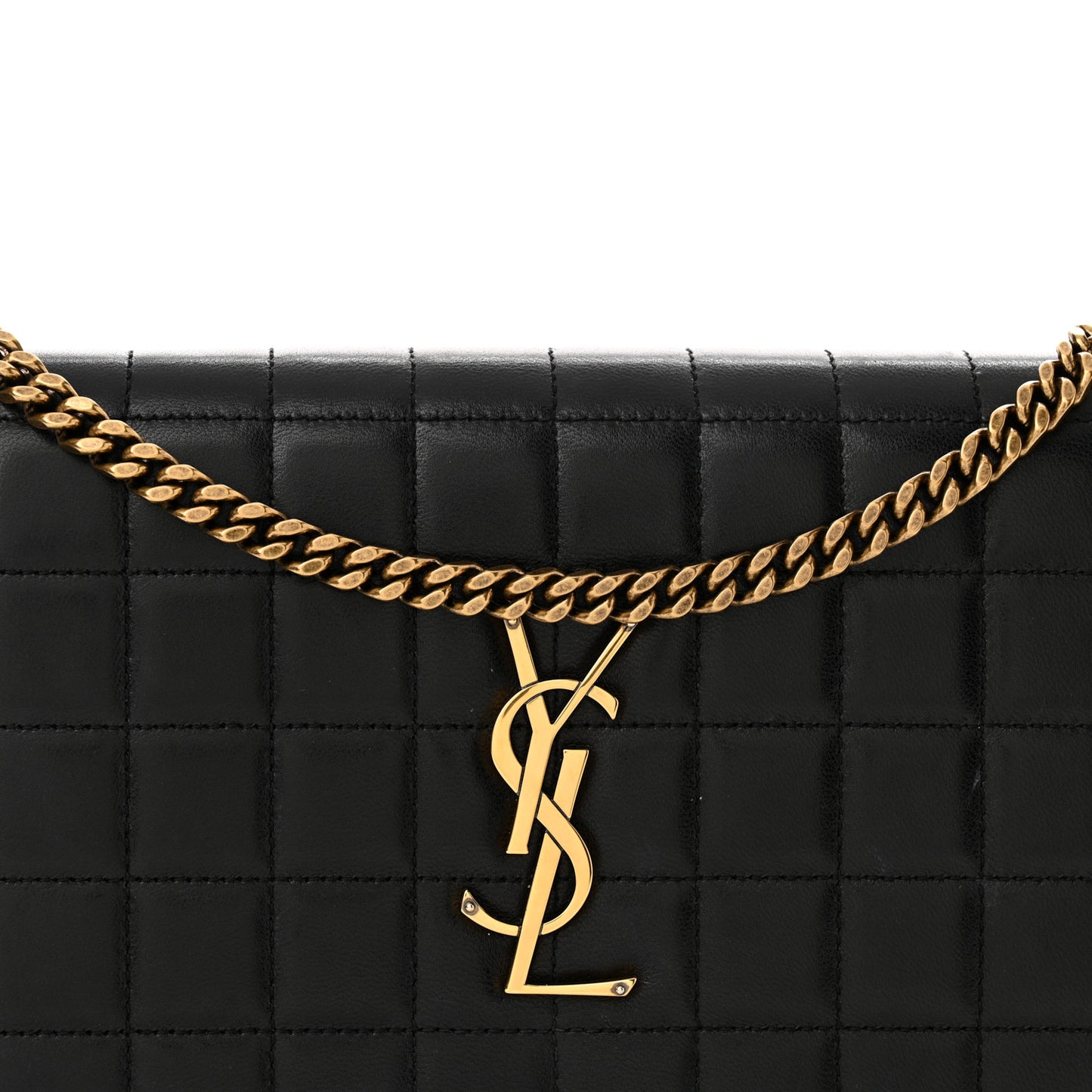 Lambskin Carre Quilted Cassandre Chain Wallet Black
