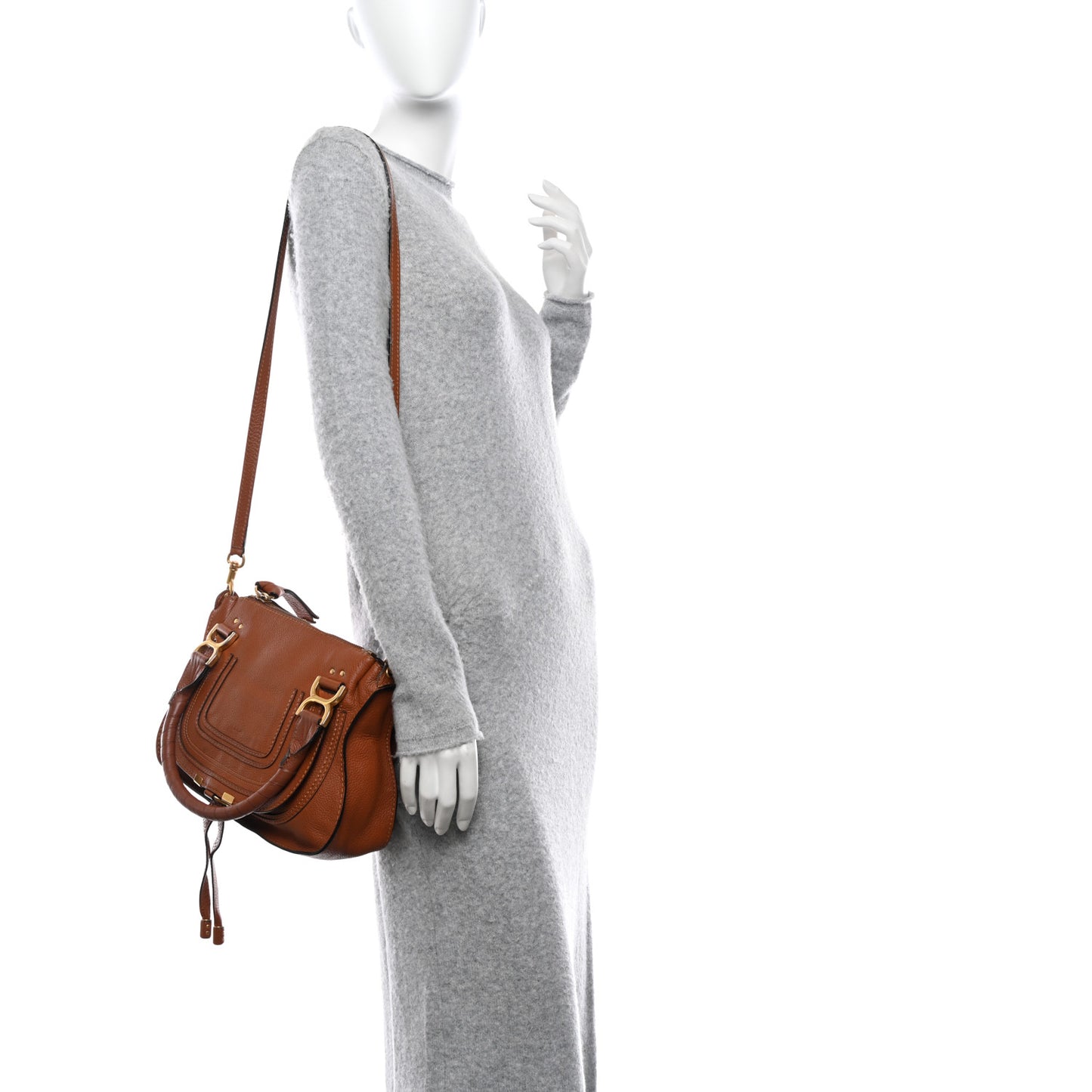Calfskin Small Marcie Satchel Tan
