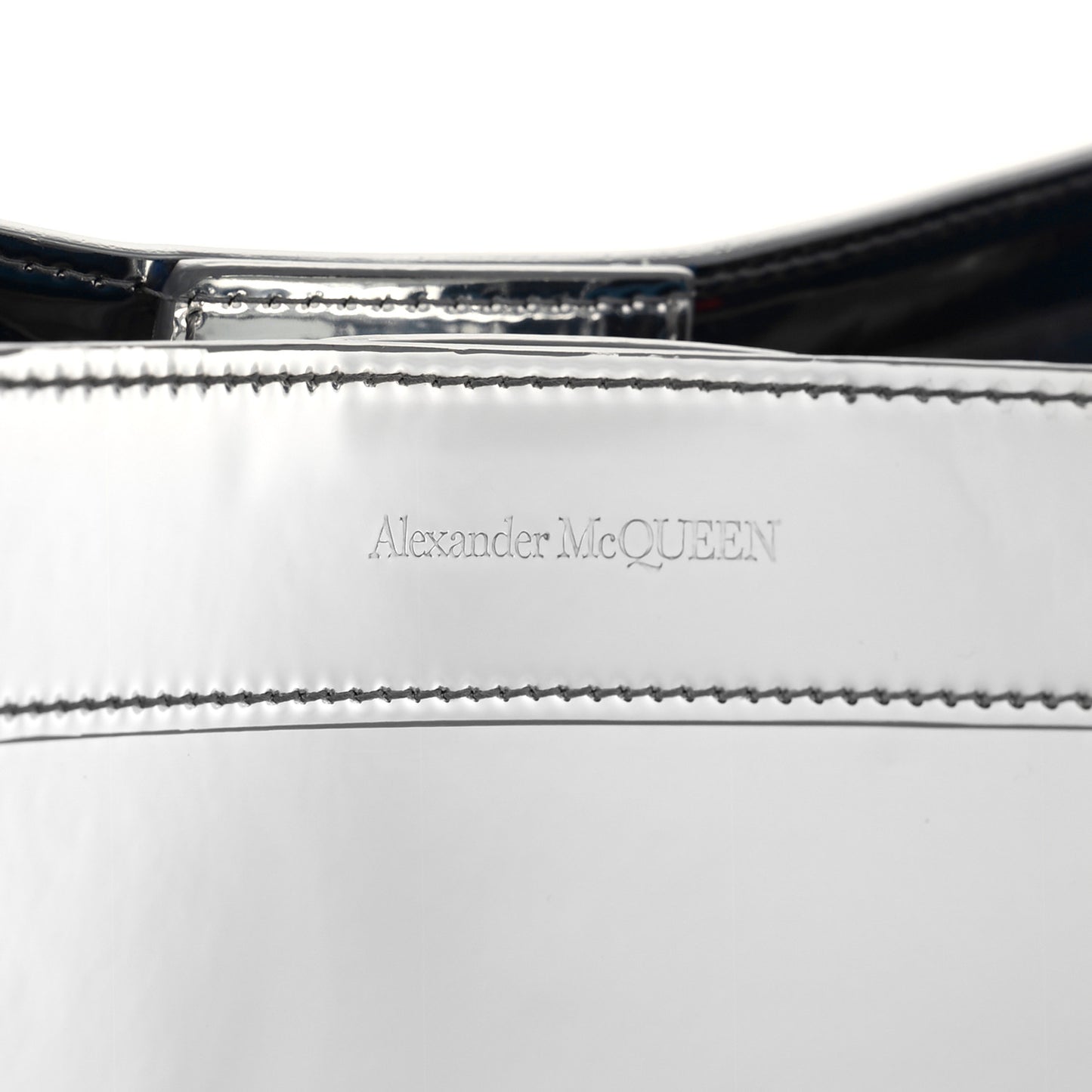 Metallic Faux Patent Large The Bow Bag Silver