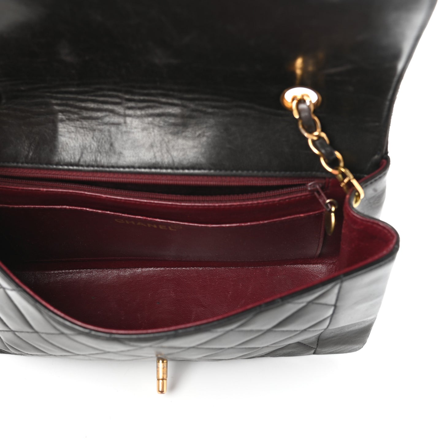 Lambskin Quilted Medium Single Flap Brown