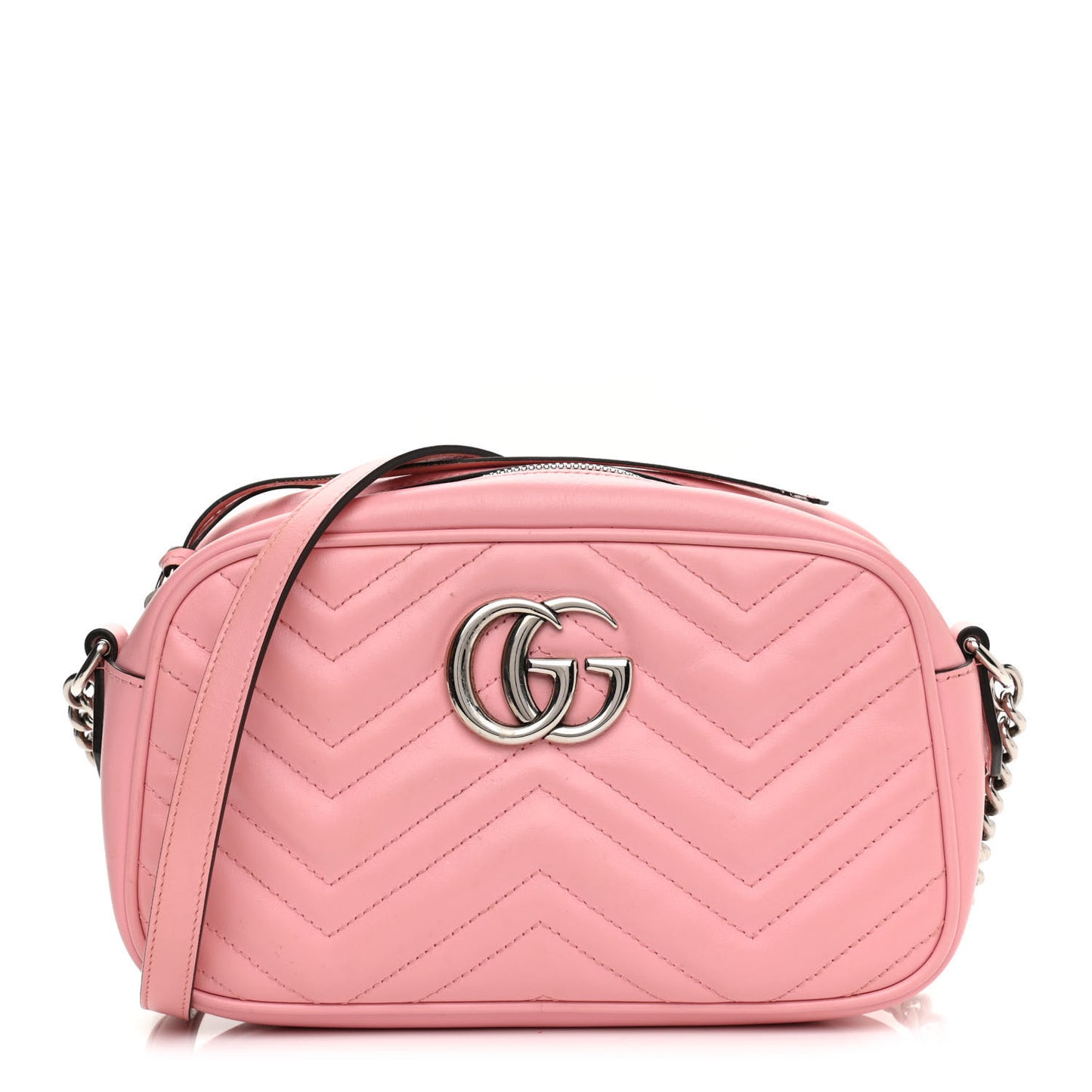 Calfskin Matelasse Small GG Marmont Chain Shoulder Bag Wild Rose