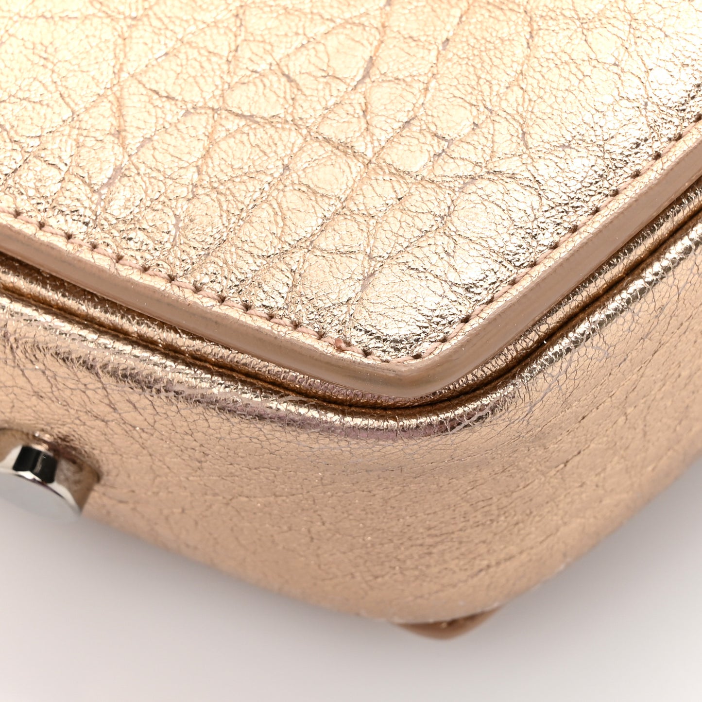 Metallic Grained Calfskin Arrow Crossbody Bag Light Gold