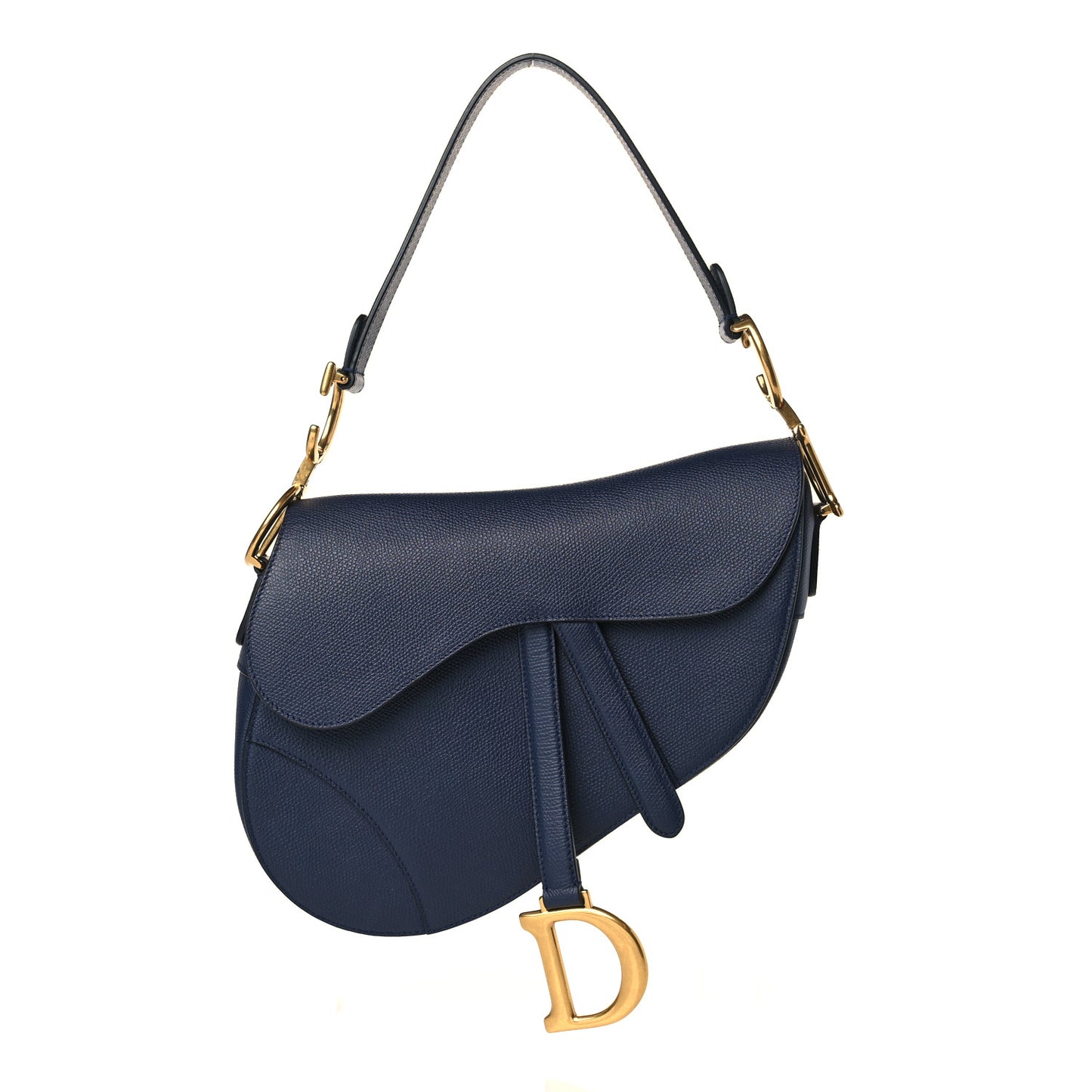 Grained Calfskin Saddle Bag Navy