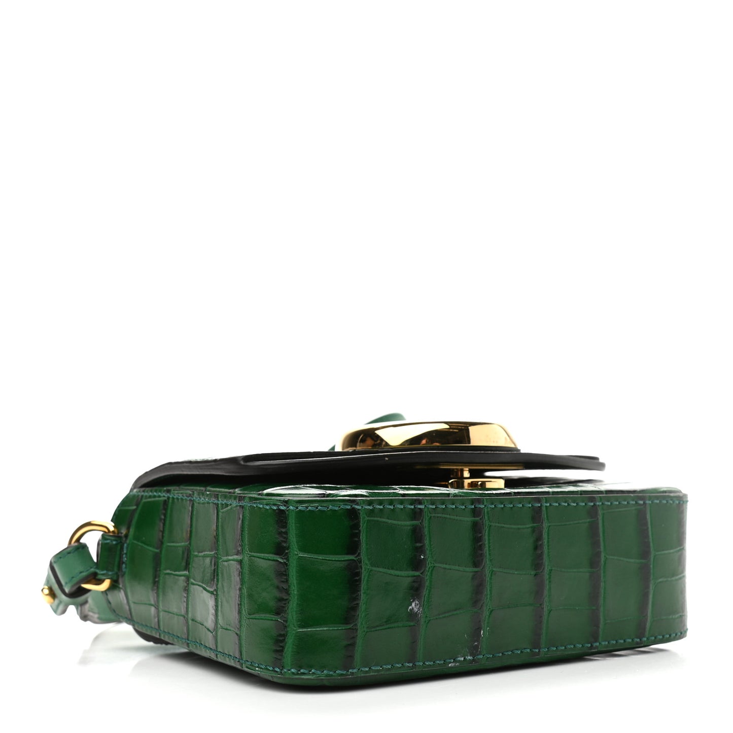 Calfskin Crocodile Embossed Mini C Double Carry Woodsy Green