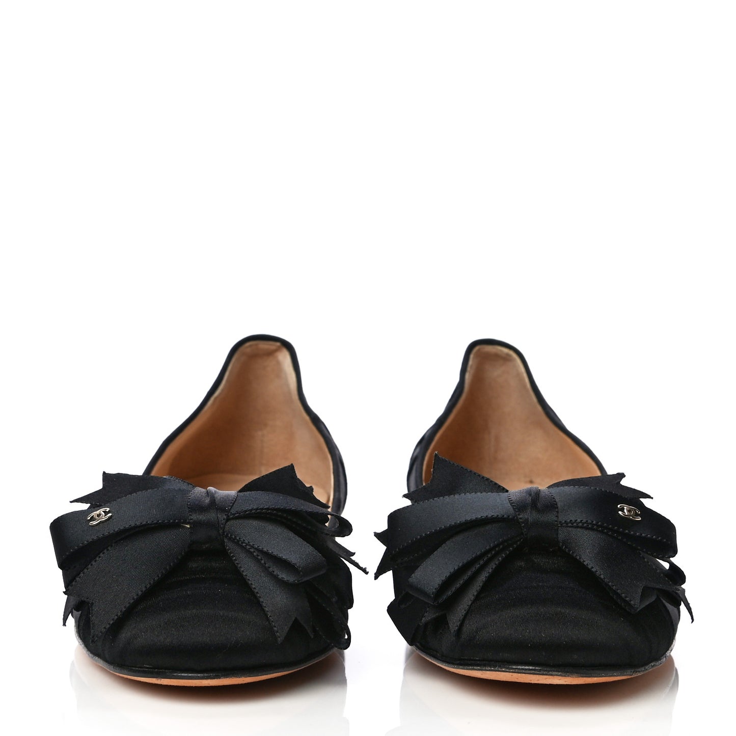 Satin CC Bow Flats 36.5 Black