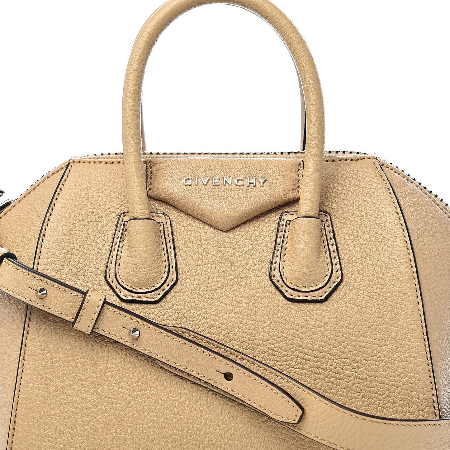 Sugar Goatskin Mini Antigona Beige Camel