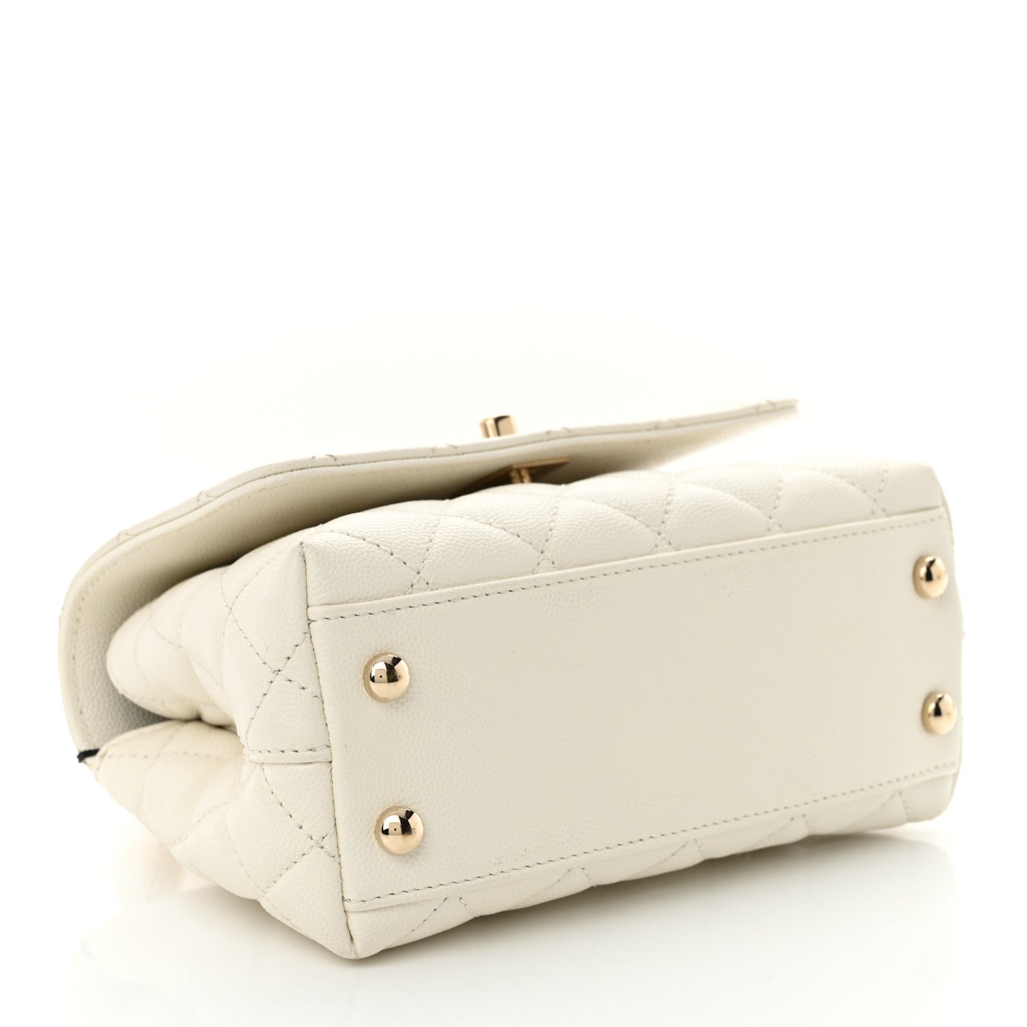 Caviar Quilted Extra Mini Coco Handle Flap White