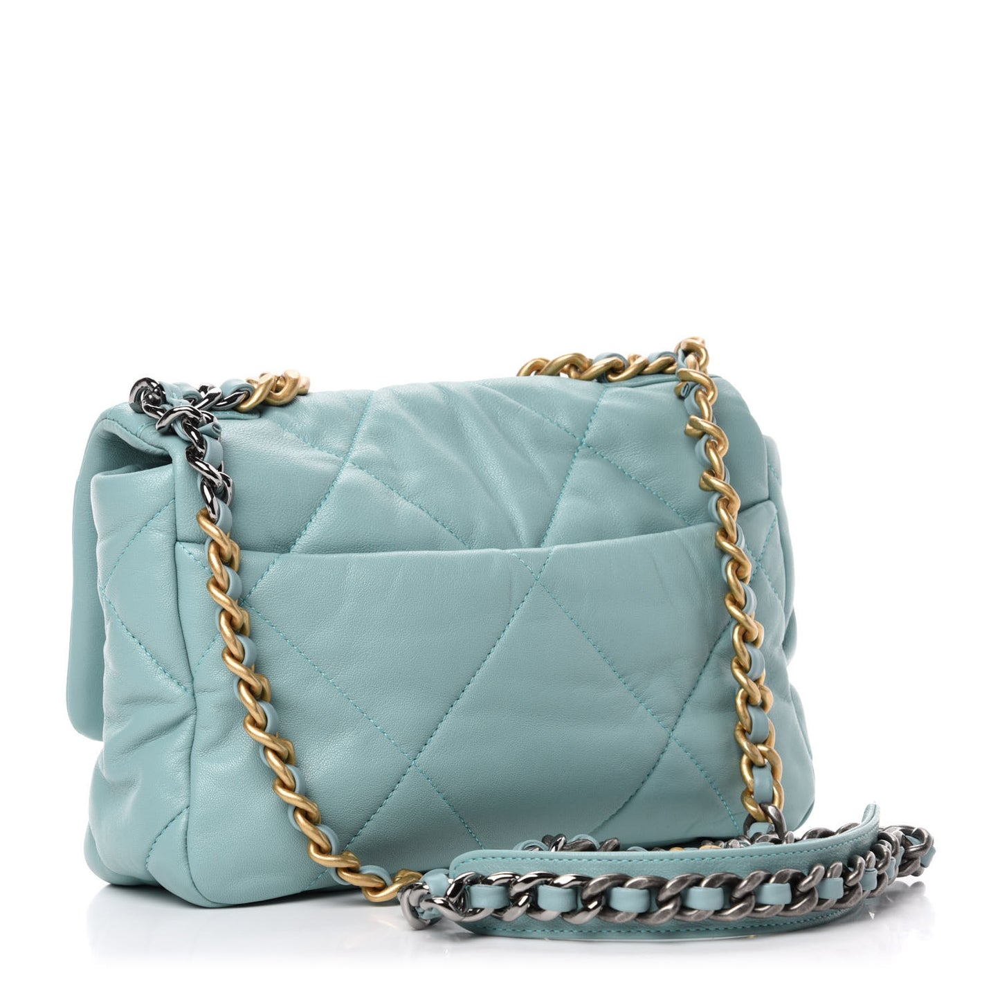 Lambskin Quilted Medium Chanel 19 Flap Light Blue