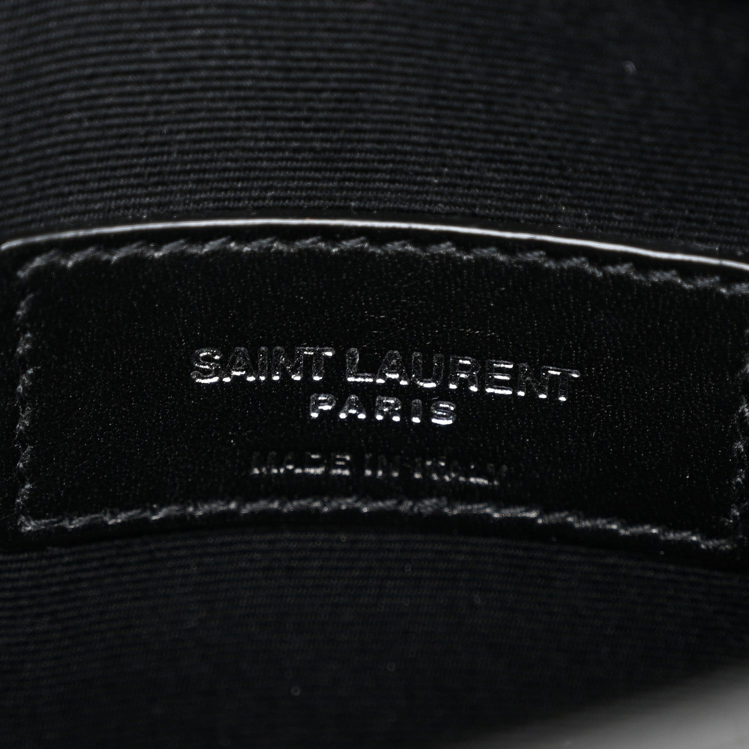 Saint Laurent Calfskin Crocodile Embossed Uptown Monogram Pouch Black 6 of 8