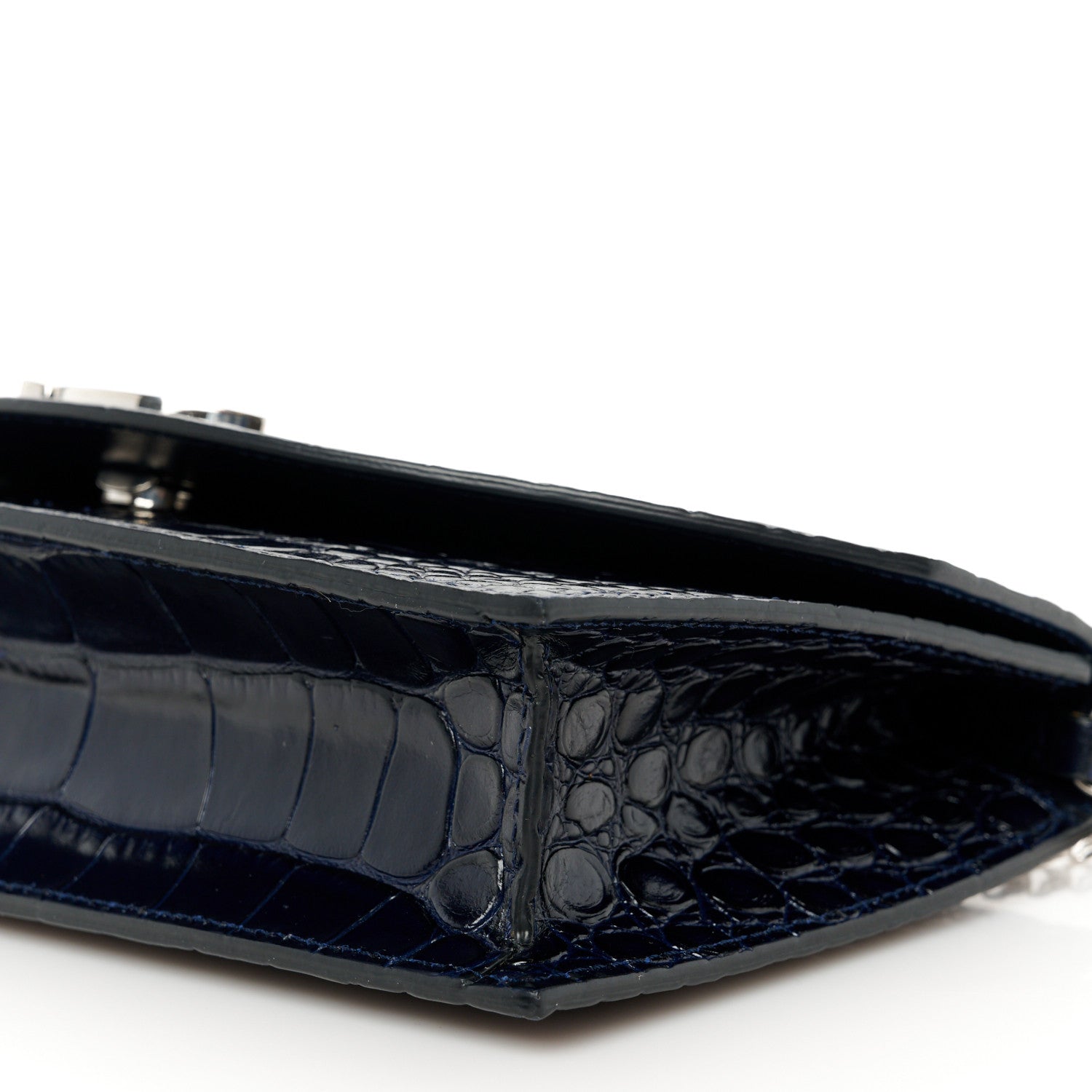 Christian Louboutin Calfskin Embossed Crocodile Loubi54 Crossbody Clutch Navy 9 of 9