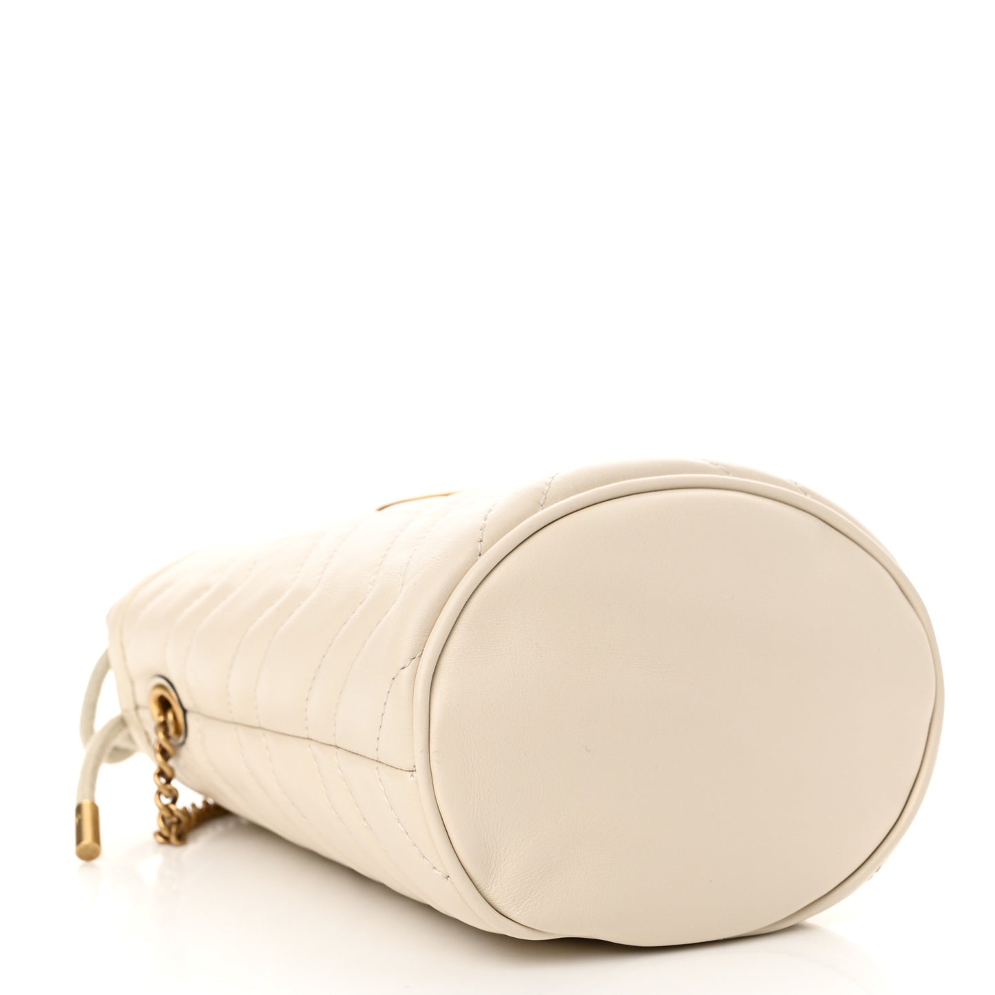 Calfskin Matelasse Mini GG Marmont 2.0 Bucket Bag White