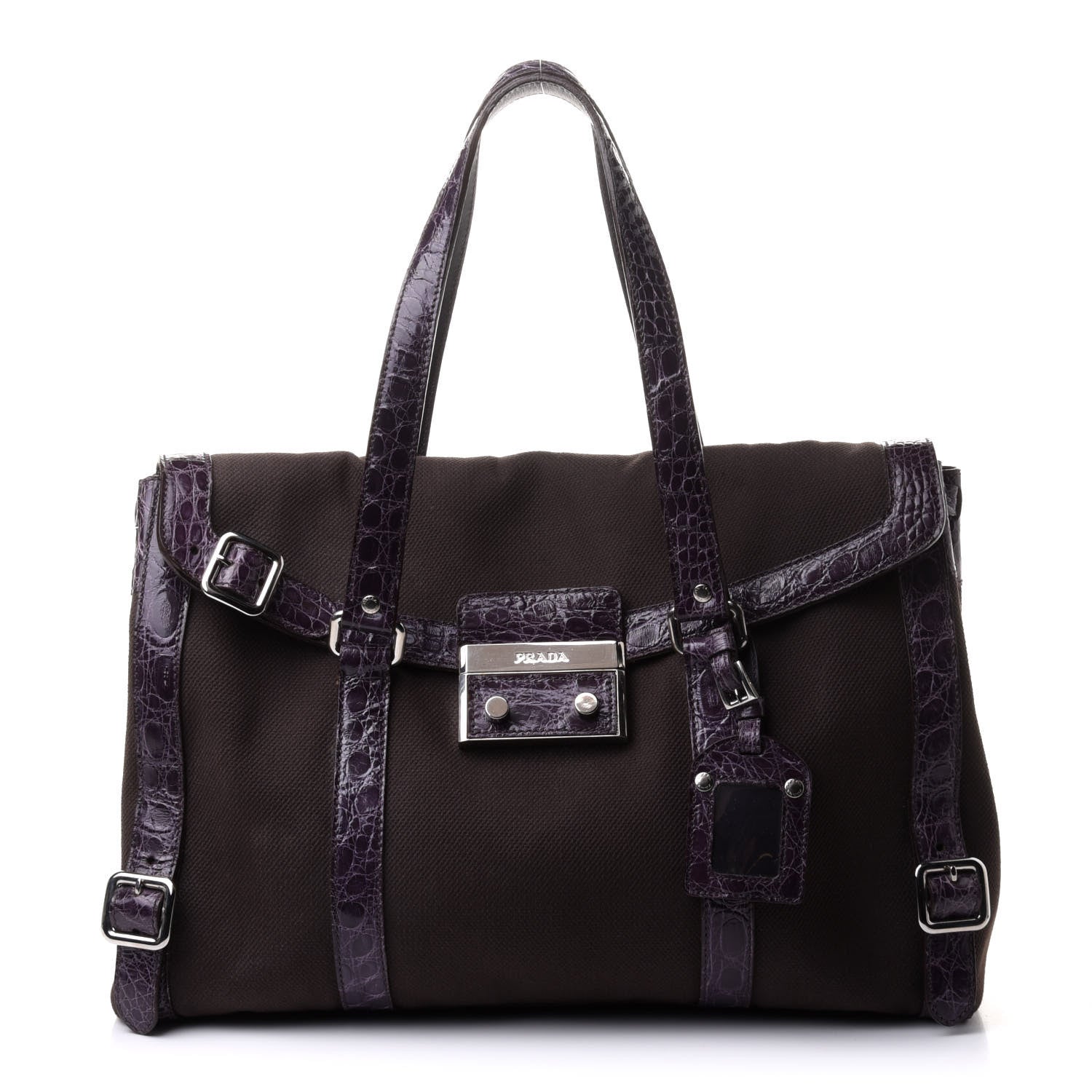 Prada Canapa Cocco Sacca Shoulder Bag Ebano Malva 902348