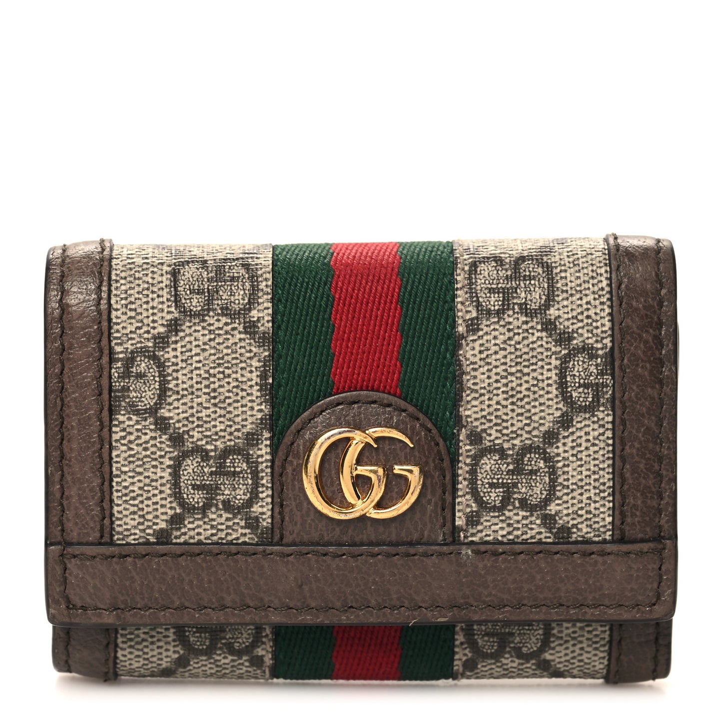 GG Supreme Monogram Web Ophidia Bi-Fold Wallet Beige New Acero