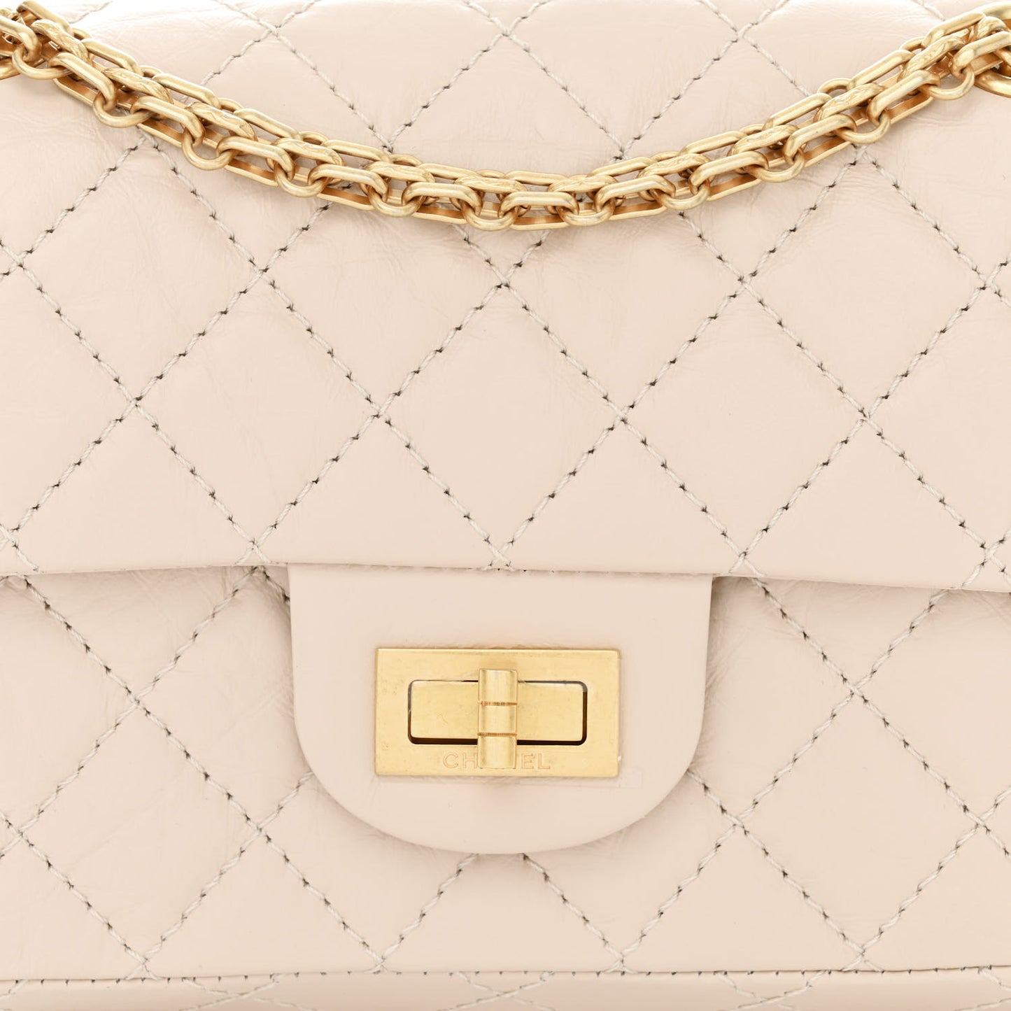 Aged Calfskin Quilted 2.55 Reissue Mini Flap Ecru
