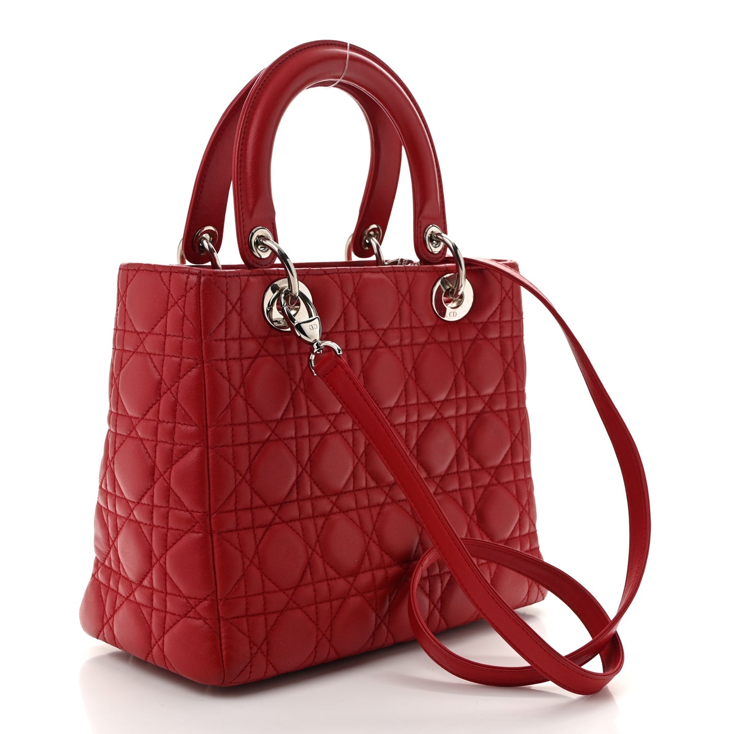 Lambskin Cannage Medium Lady Dior Red