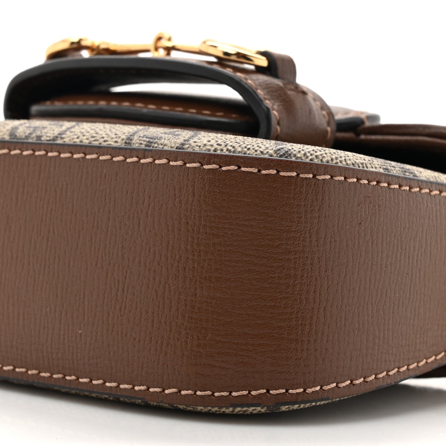 GG Supreme Monogram Azalea Calfskin Web Horsebit 1955 Wallet On Strap Beige Ebony Brown Sugar