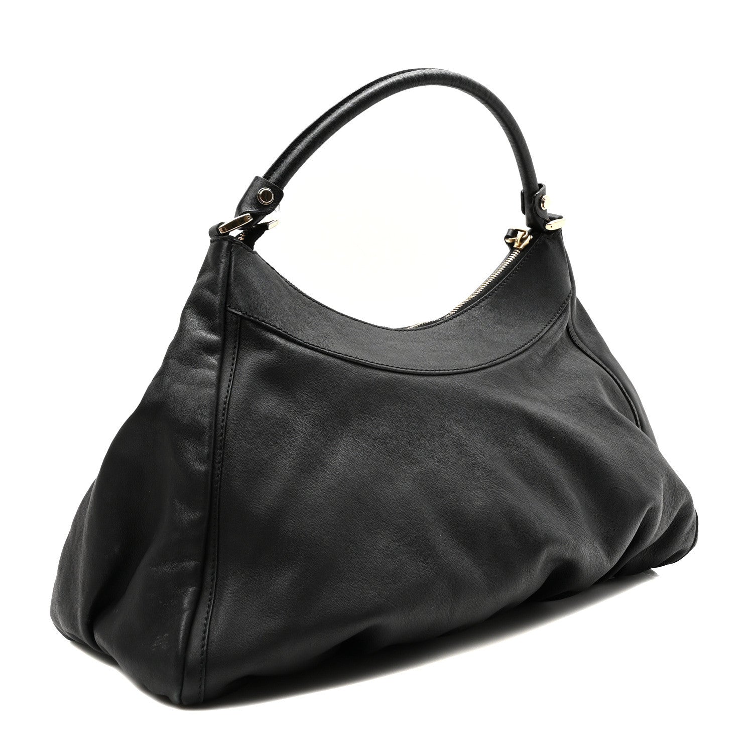 Gucci Calfskin Large D Gold Ring Hobo Black 2 of 9
