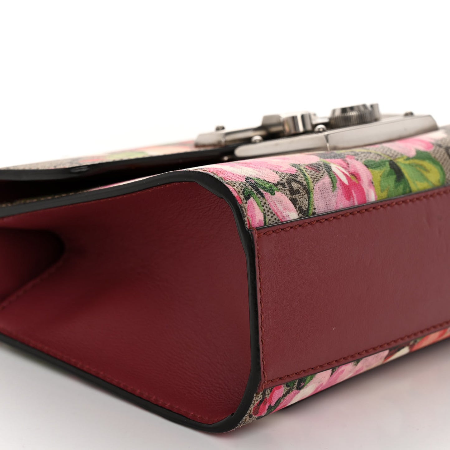 GG Supreme Monogram Blooms Small Padlock Shoulder Bag Beige Multicolor Dry Rose