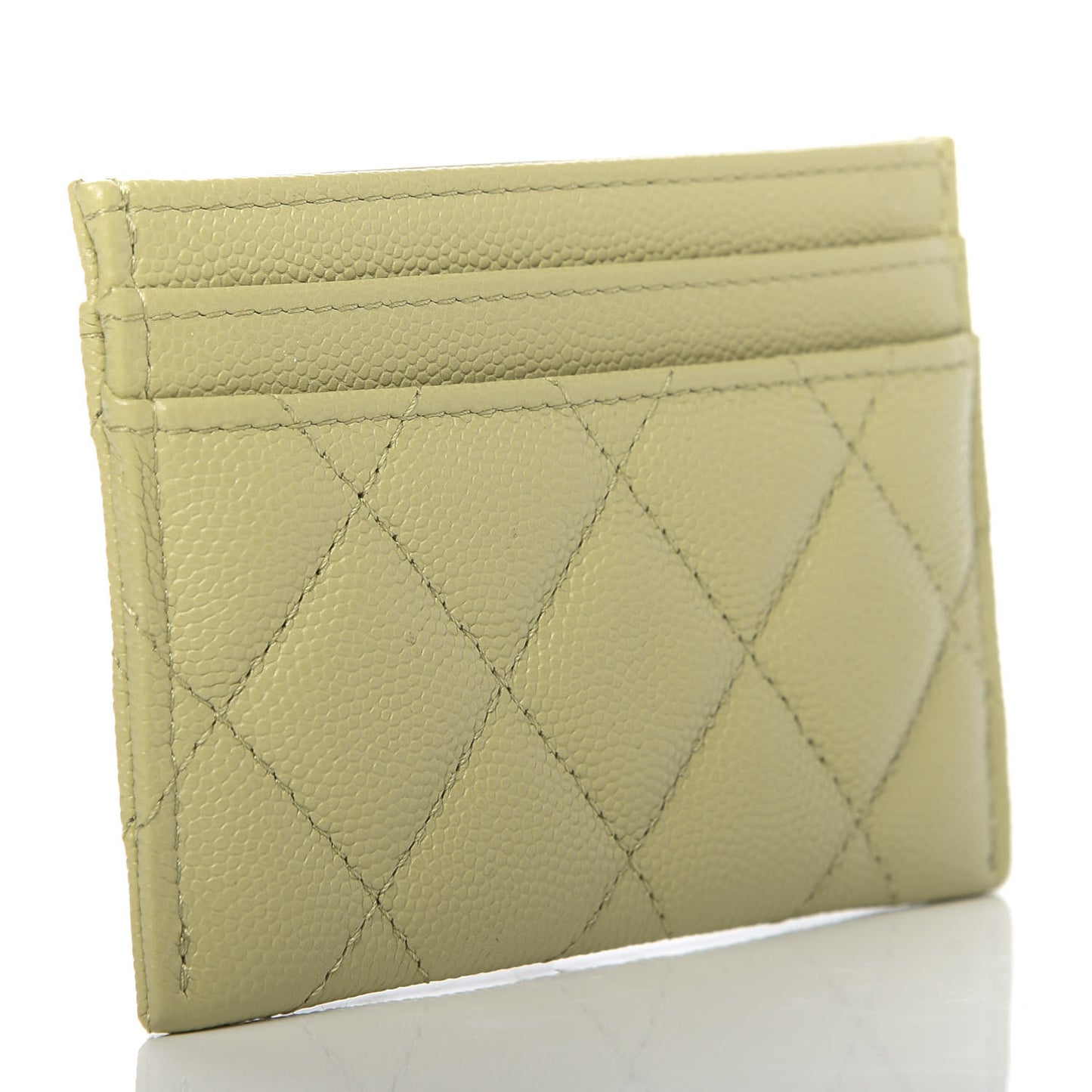 Caviar Quilted French New Wave Card Holder Light Green