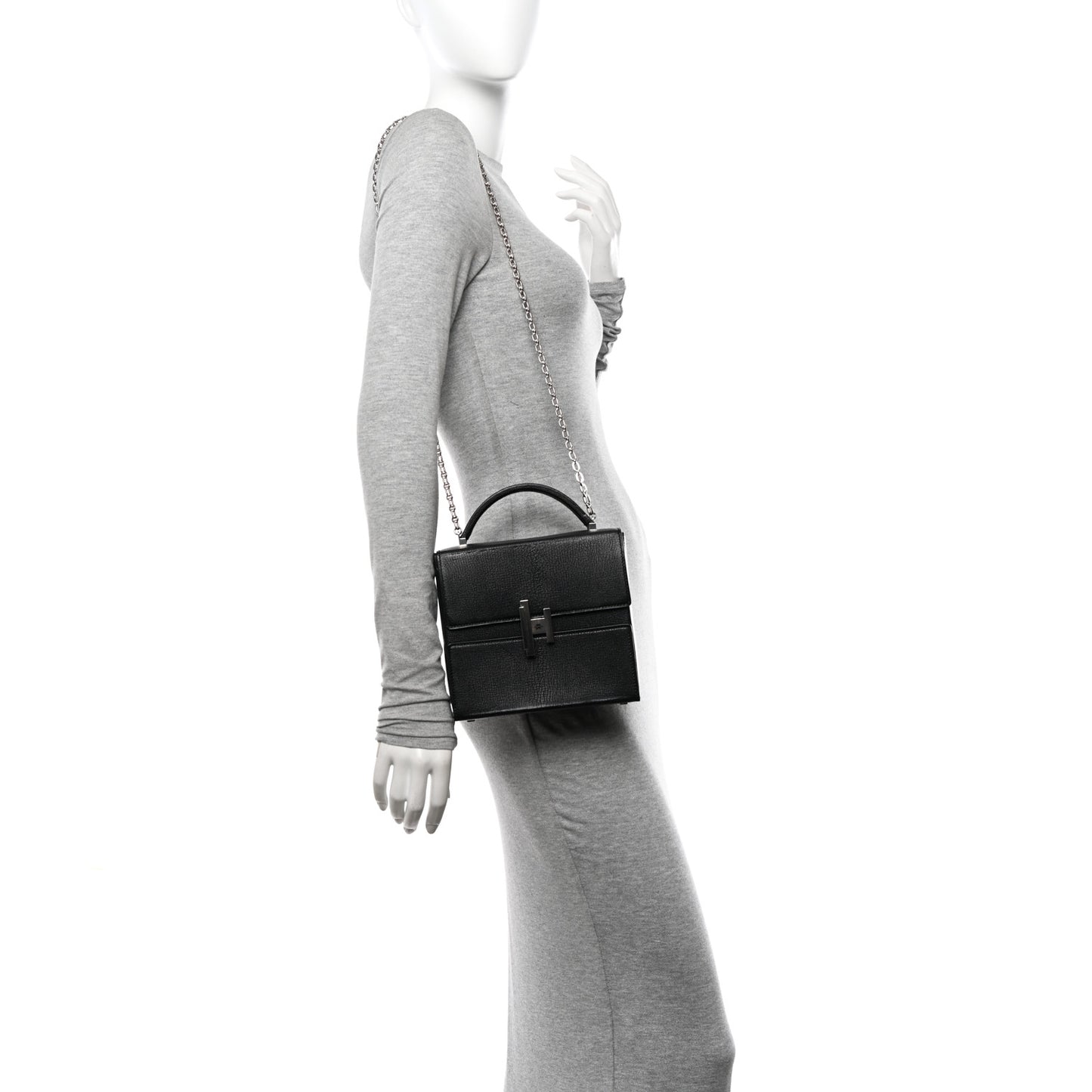 Chevre Mysore Cinhetic Boxy Top Handle Bag Black Bleu Electrique