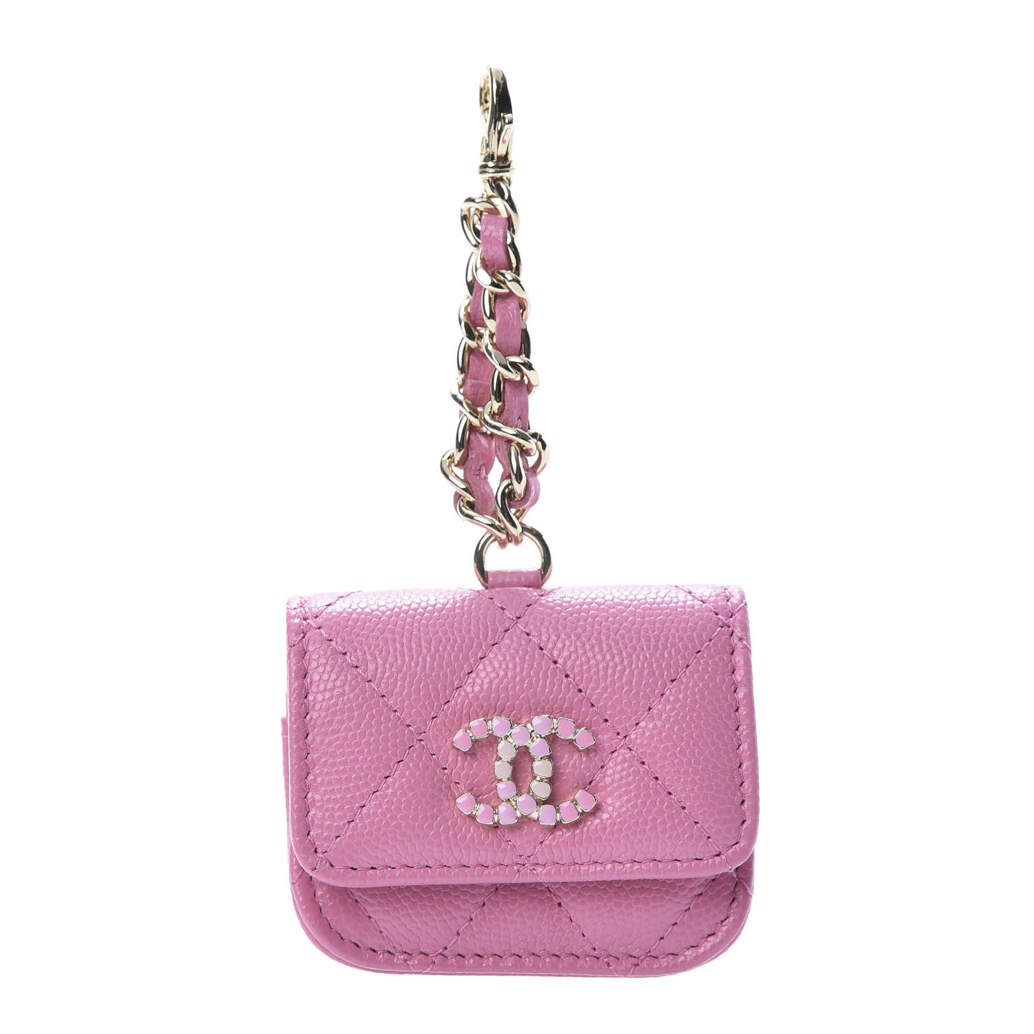 Chanel Caviar Quilted Crystal CC Airpods Pro Case Pink 1 of 6