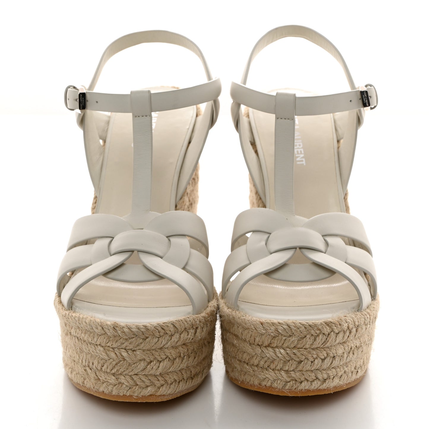Calfskin Tribute 95 Platform Espadrille Wedge Sandals 38 Porcellana
