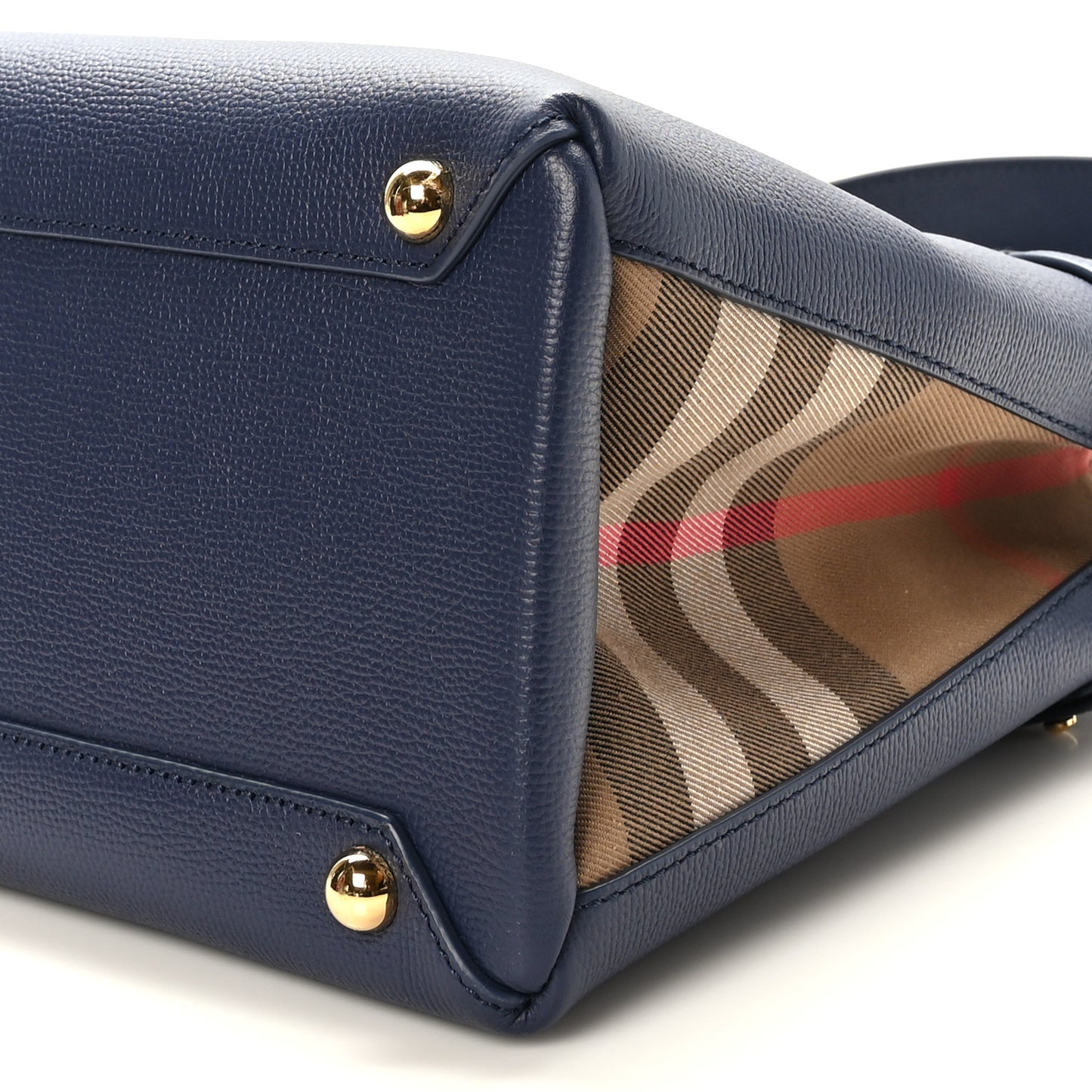 Derby Calfskin House Check Medium Banner Tote Ink Blue