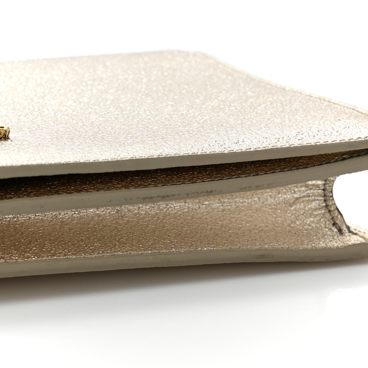 Metallic Calfskin Medium Serpent Clutch Gold