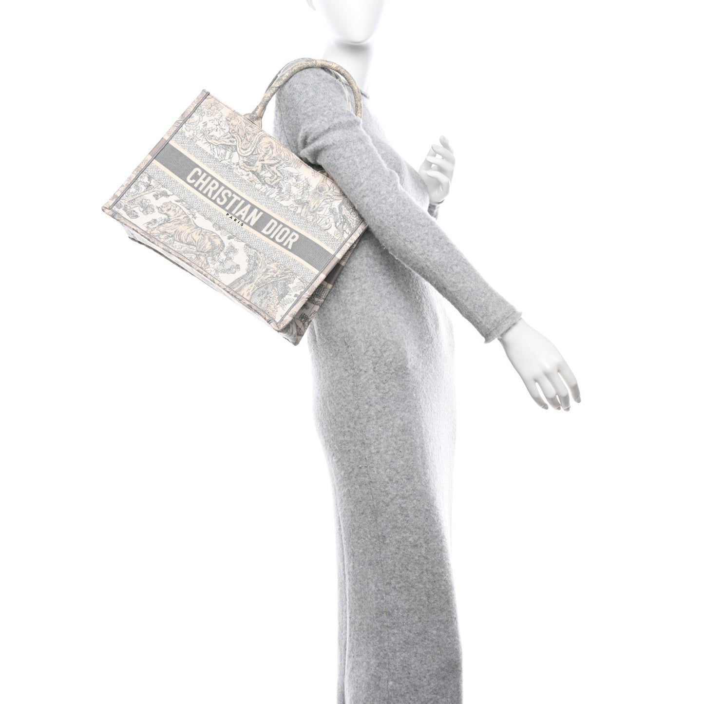 Canvas Embroidered Medium Dioriviera Toile De Jouy Book Tote Gray