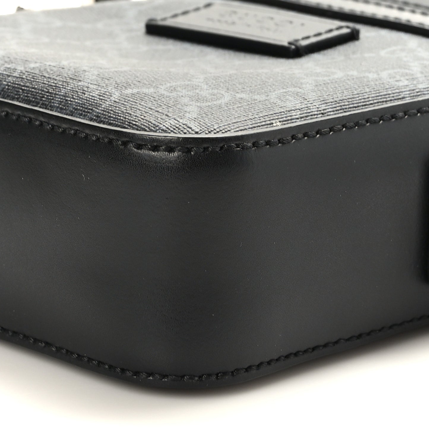 GG Supreme Monogram Appia Calfskin Web Small Camera Messenger Bag Black Grey