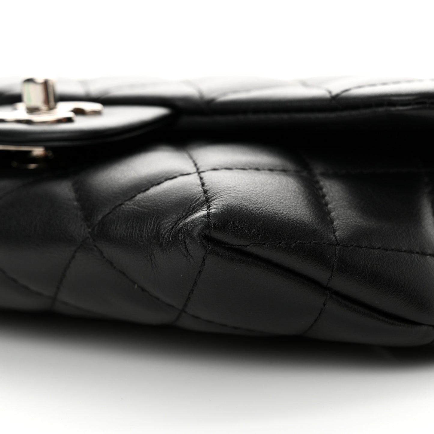 Calfskin Quilted CC Uniform Flap Belt Bag Black