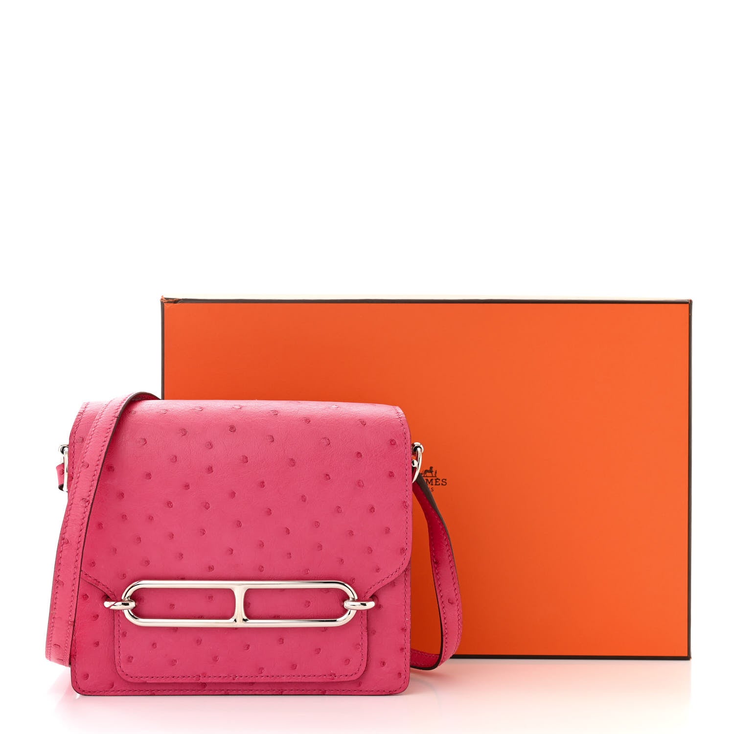 Hermes Ostrich Mini Sac Roulis Rose Tyrien 11 of 11