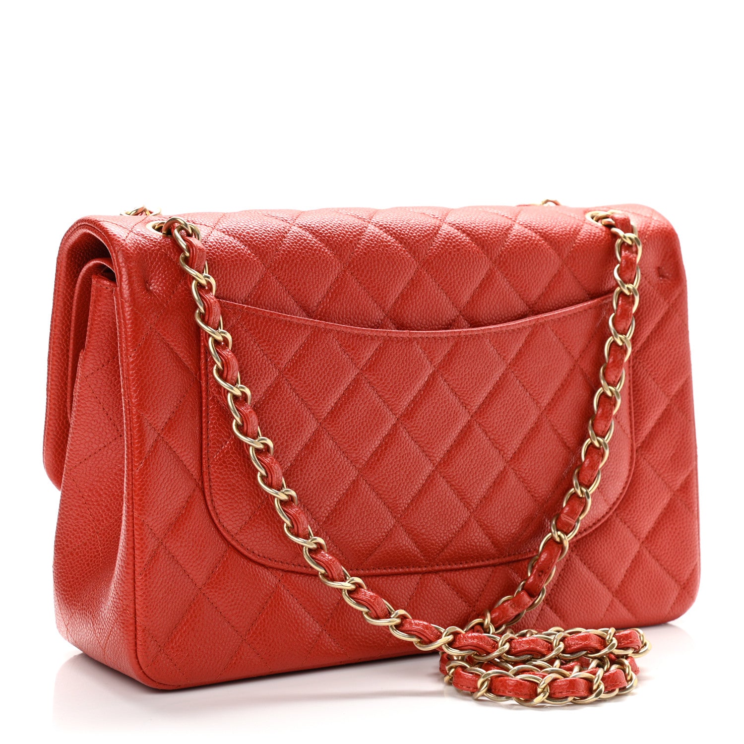 Chanel Caviar Quilted Jumbo Double Flap Red 3 of 10