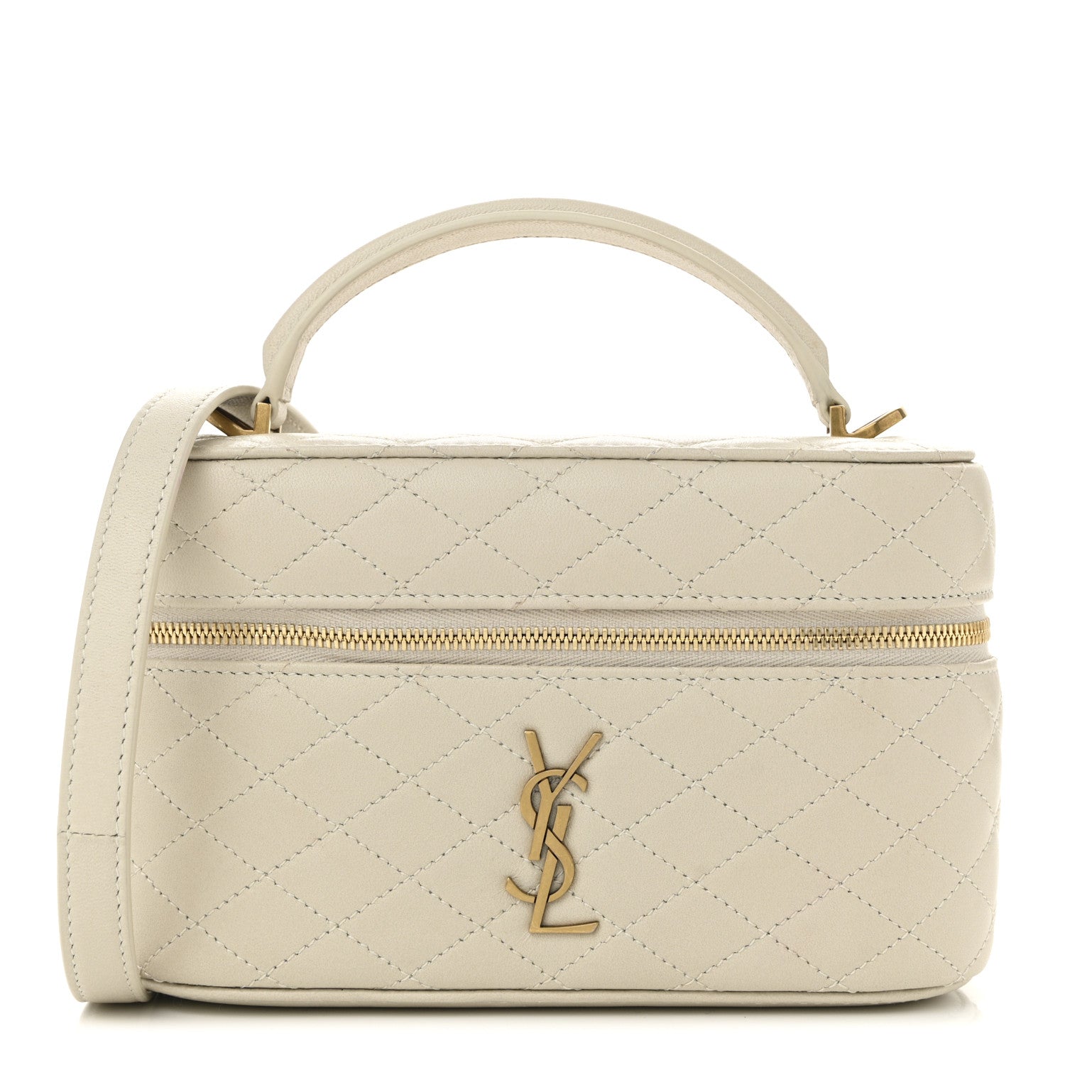 Saint Laurent Lambskin Quilted Medium Gaby Vanity Case Blanc 