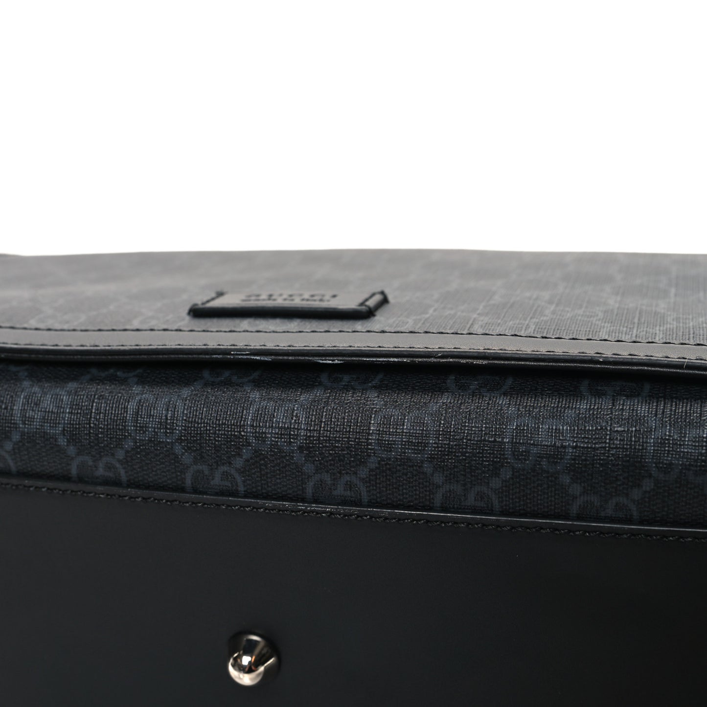 GG Supreme Monogram Web Messenger Diaper Bag Black Grey