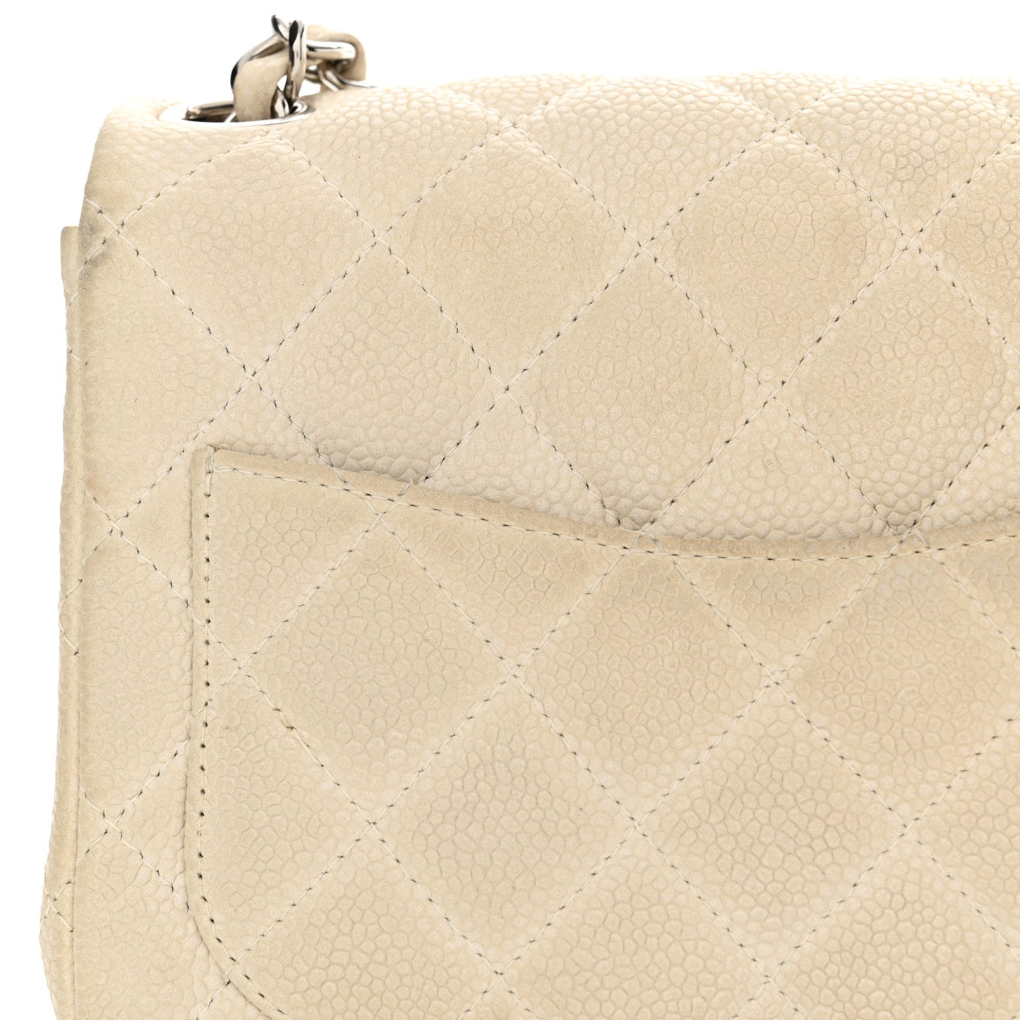 Caviar Quilted Mini Square Flap Dark White
