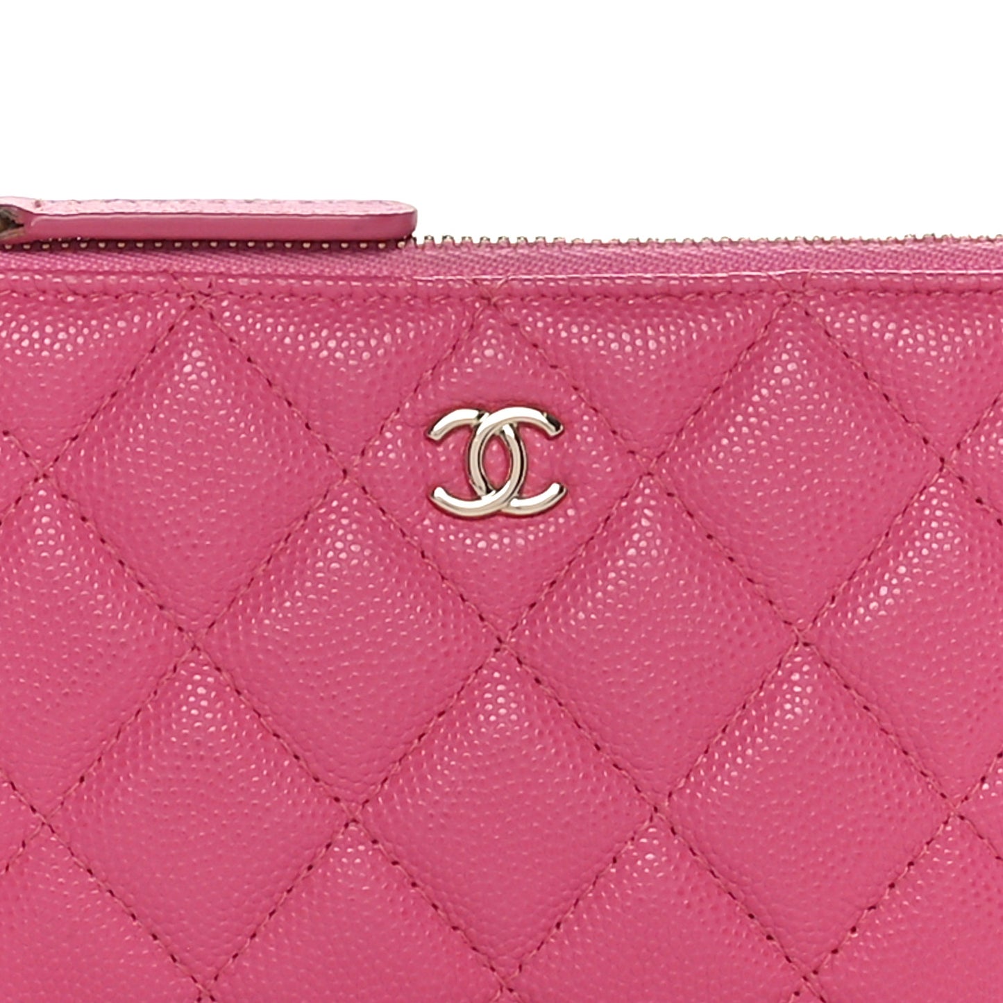 Caviar Quilted Small Cosmetic Case Pink