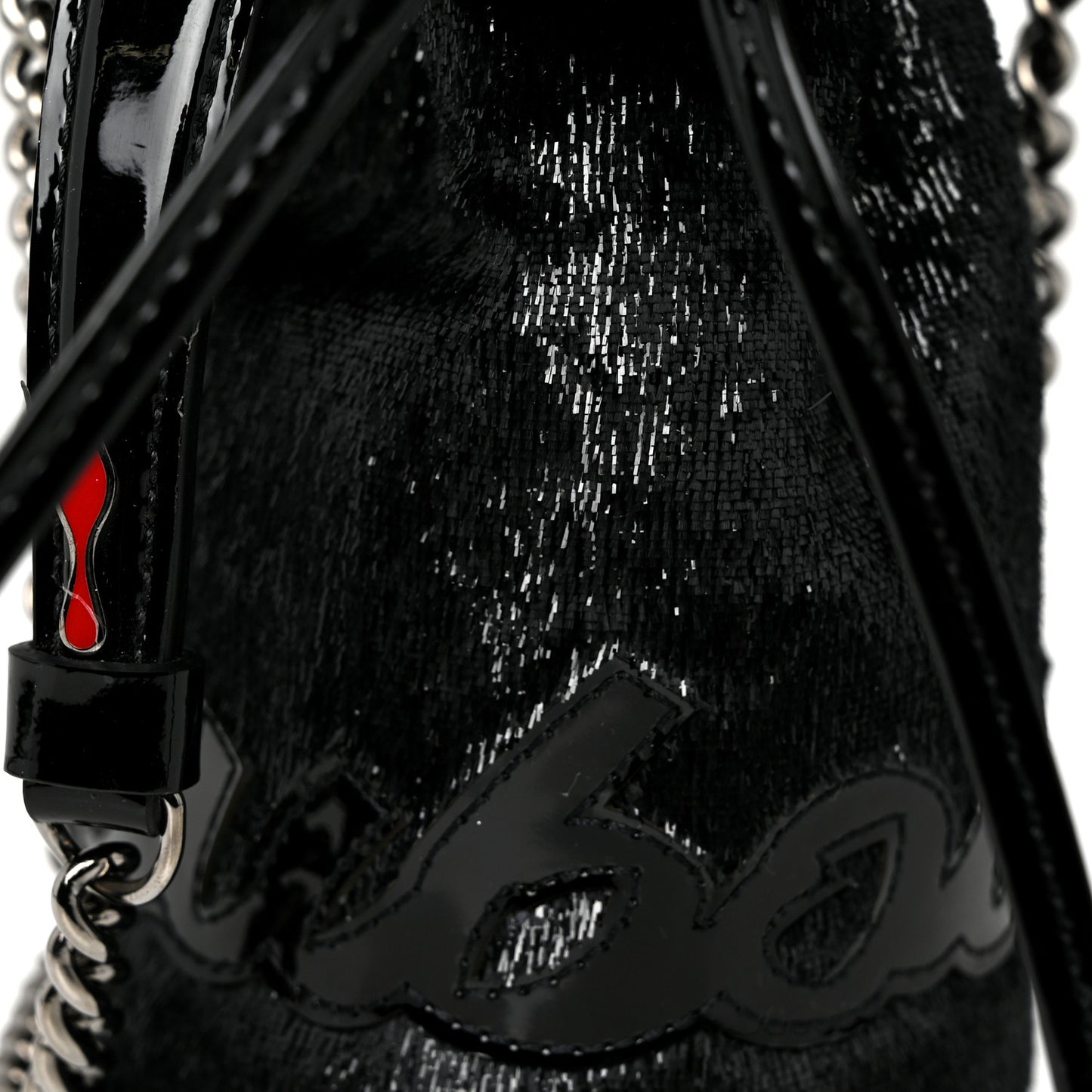 Metallic Sequin Mini Marie Jane Bucket Bag Black