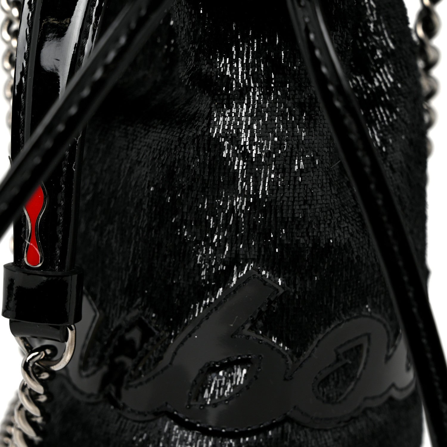Christian Louboutin Metallic Sequin Mini Marie Jane Bucket Bag Black 7 of 9