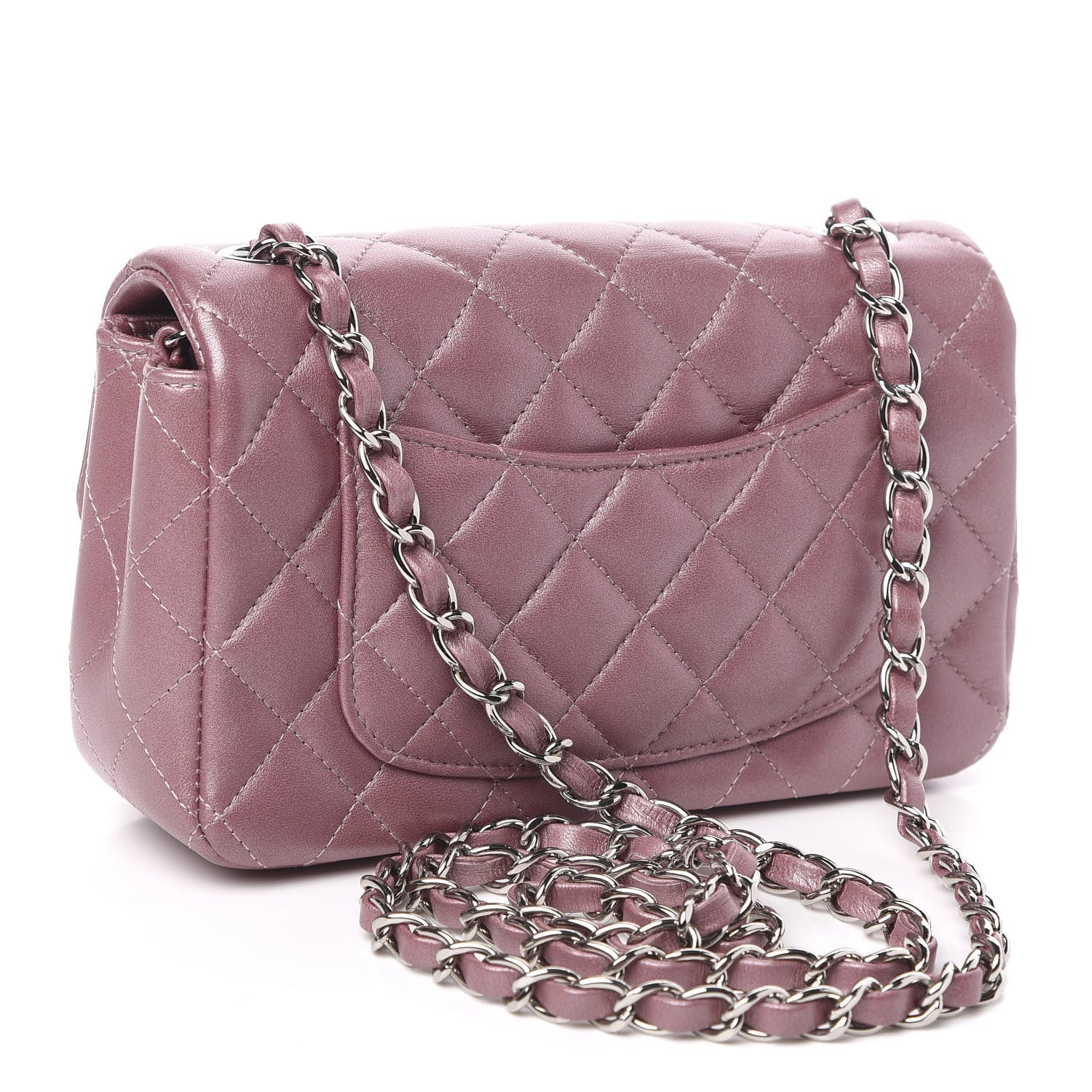Chanel Metallic Lambskin Quilted Mini Rectangular Flap Pink 3 of 11