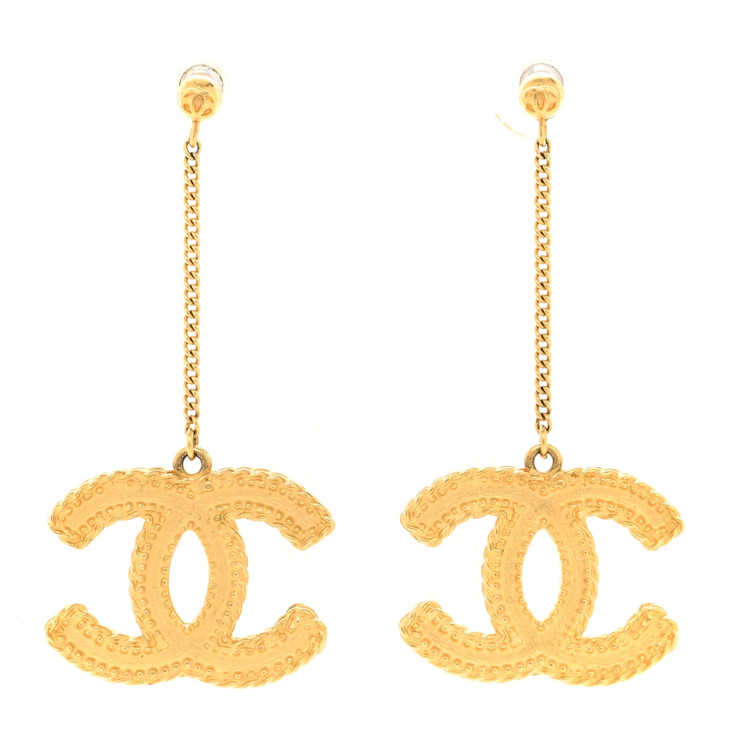 CC Drop Earrings Matte Gold