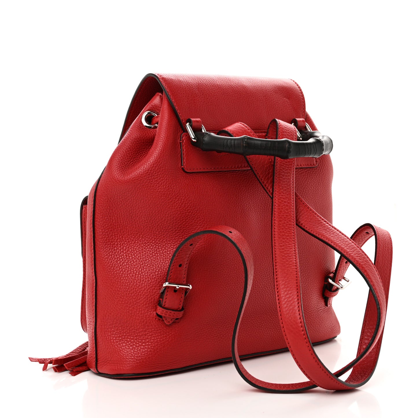 Cellarius Calfskin Medium Bamboo Backpack Hibiscus Red