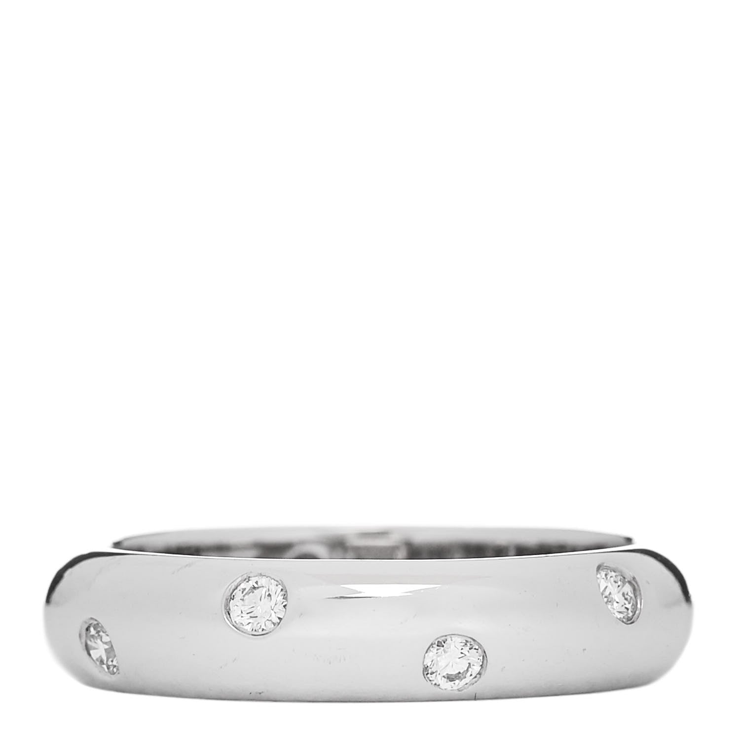 Tiffany Platinum Diamond 4mm Etoile Band Ring 52 6 1 of 5