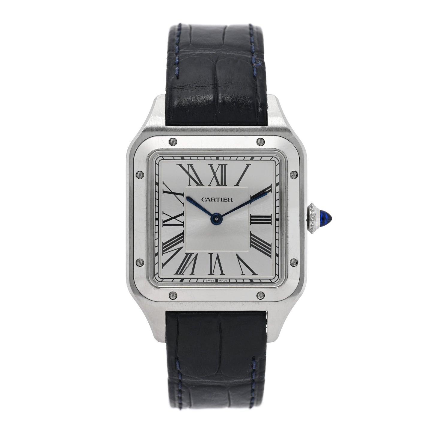 Stainless Steel Alligator 31.4mm Santos Dumont Quartz Watch Blue