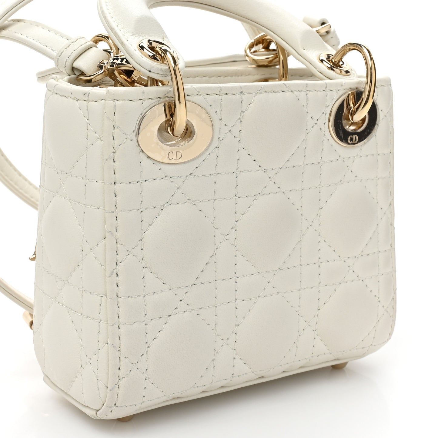 Lambskin Cannage Micro Lady Dior White
