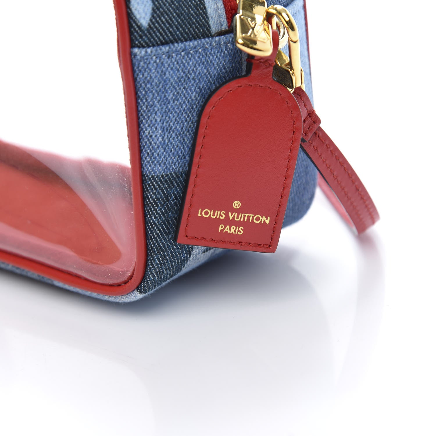 Louis Vuitton Denim Damier Monogram Patchwork PVC Beach Pouch Blue Rouge 9 of 12