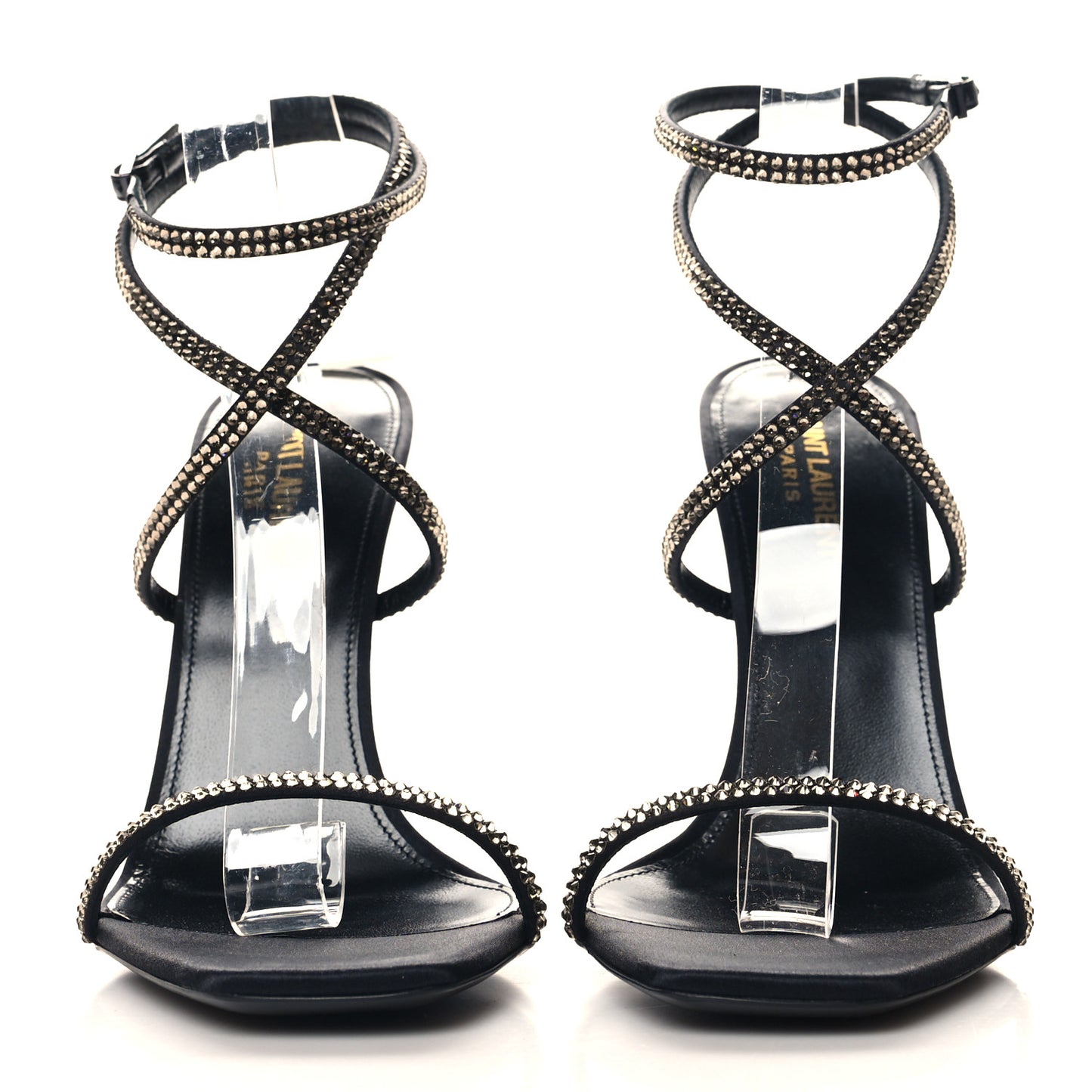 Satin Crystal Opyum 110 Sandals 39.5 Black