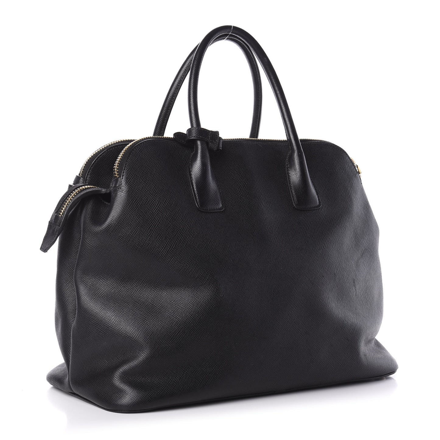 Saffiano Cuir Top Handle Dome Tote Black